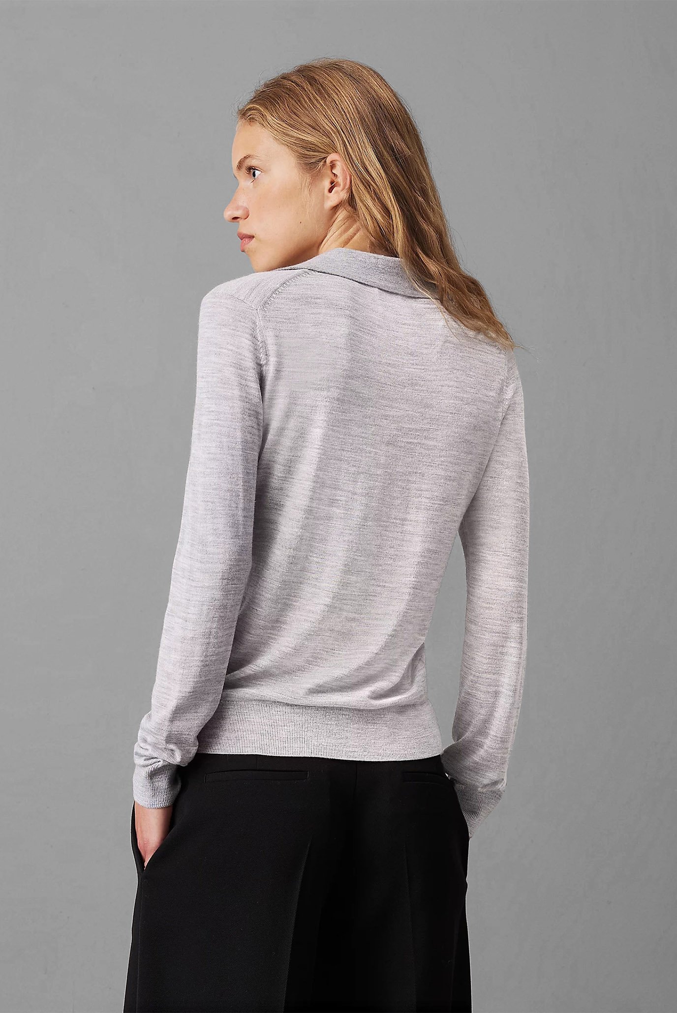 Поло с длинным рукавом ACETATE BLEND POLO REG SWEATER 2