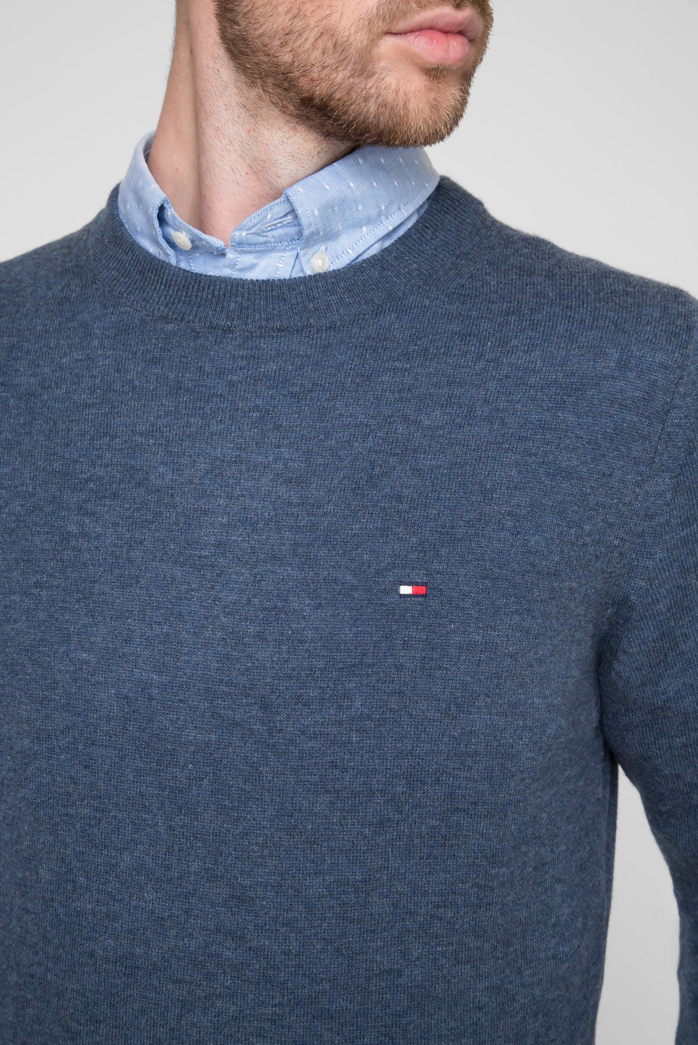 Мужской синий шерстяной джемпер LAMBSWOOL CREW NECK 4