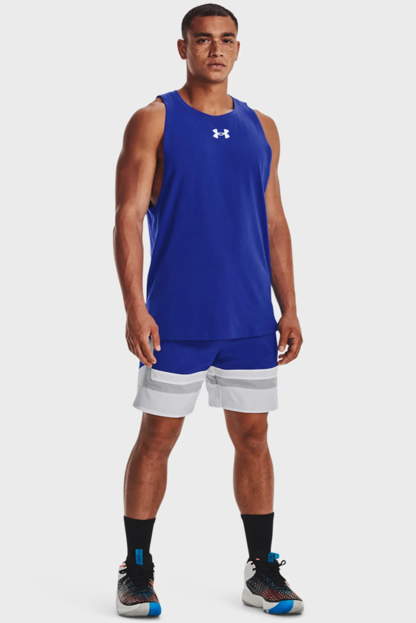 Мужская синяя майка UA BASELINE COTTON TANK 8