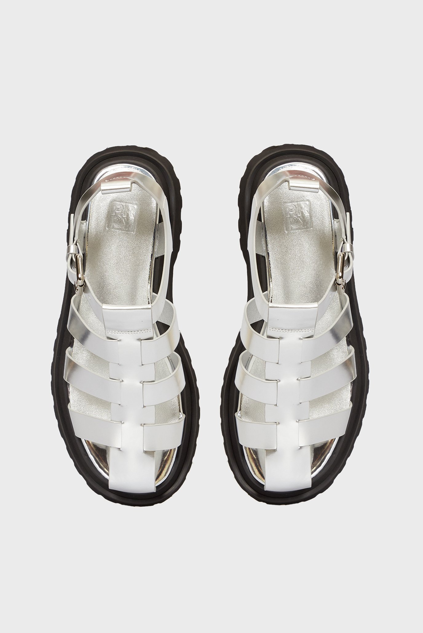 Женские серебристые кожаные сандалии Sam 3