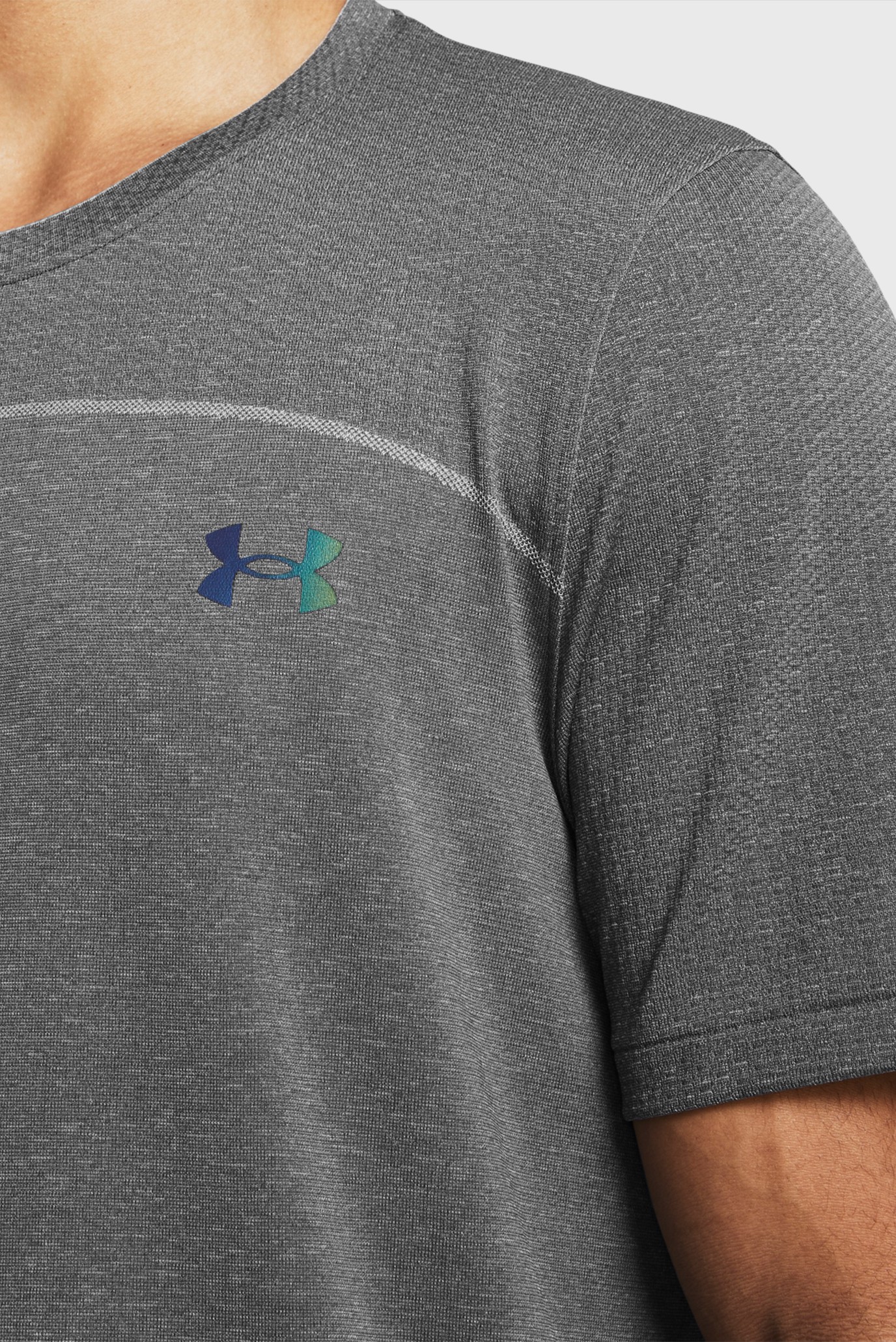 Мужская серая футболка UA Rush Seamless Wordmark SS 3