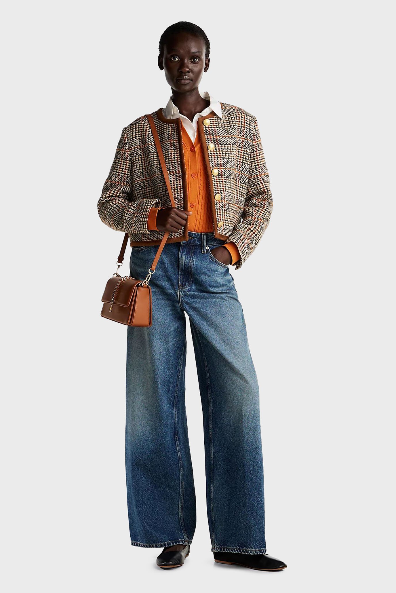 Женский твидовый жакет TWEED WOOL MIX CHECK CREW JACKET 2