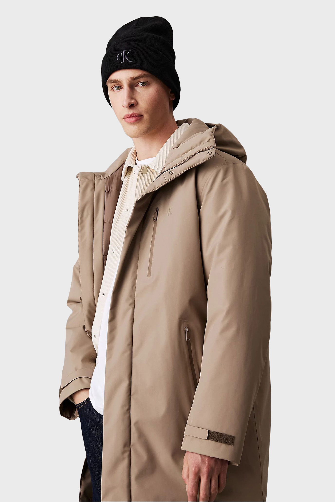 Мужская черная шерстяная шапка THICK EMBROIDERY BEANIE 2