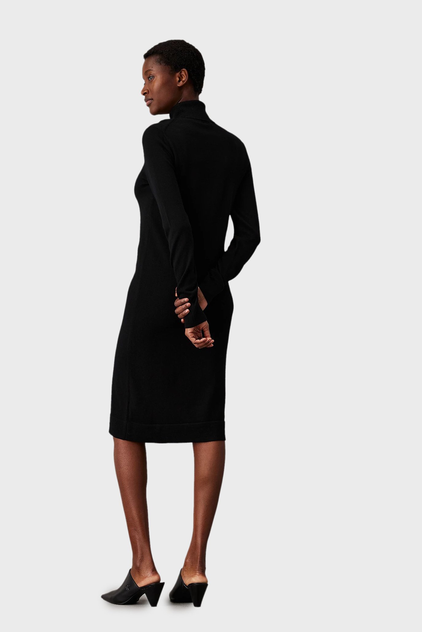 Женское черное шерстяное платье MERINO WOOL KNEE 2