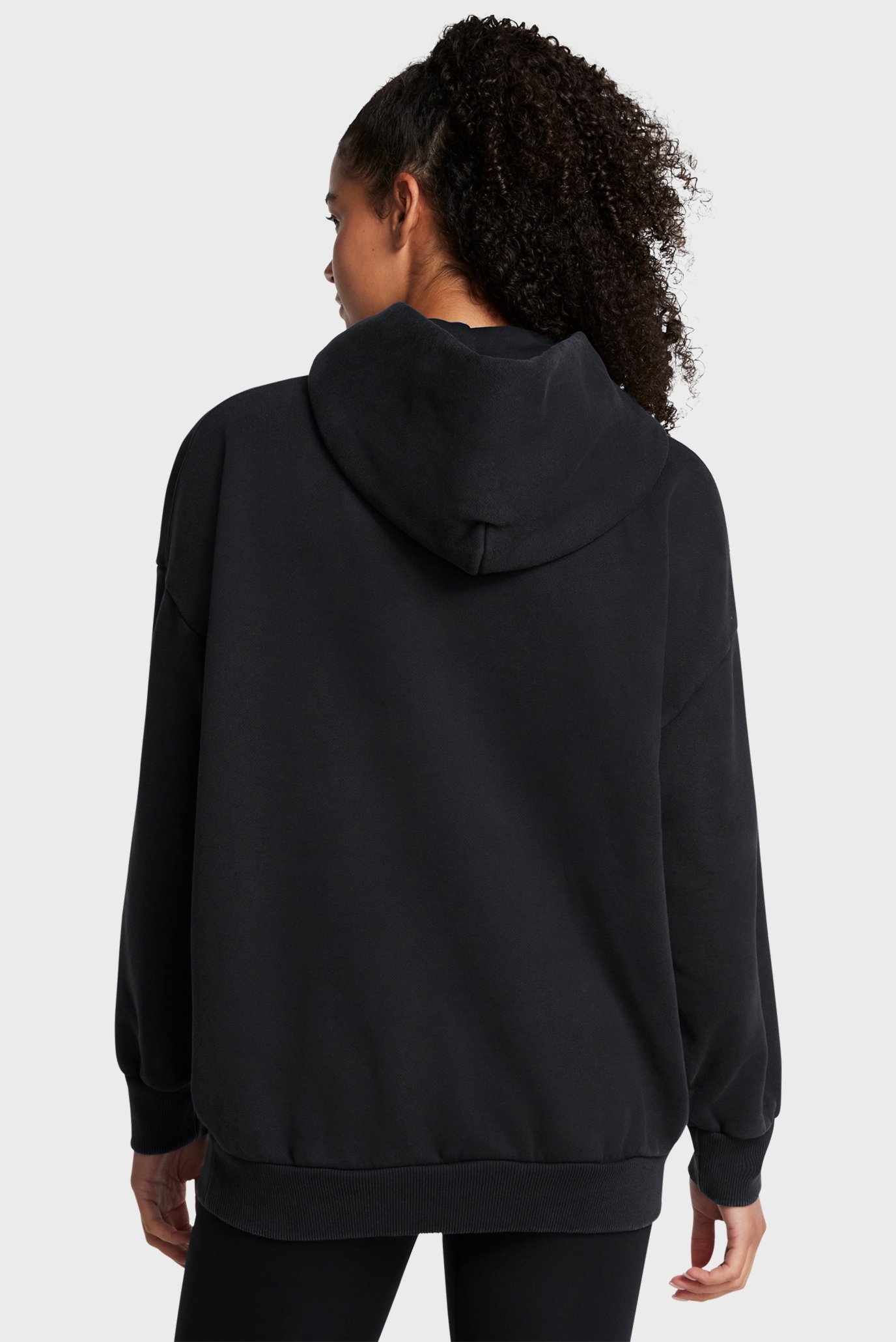 Женское черное худи UA Icon HWT Flc OS Hdy 2