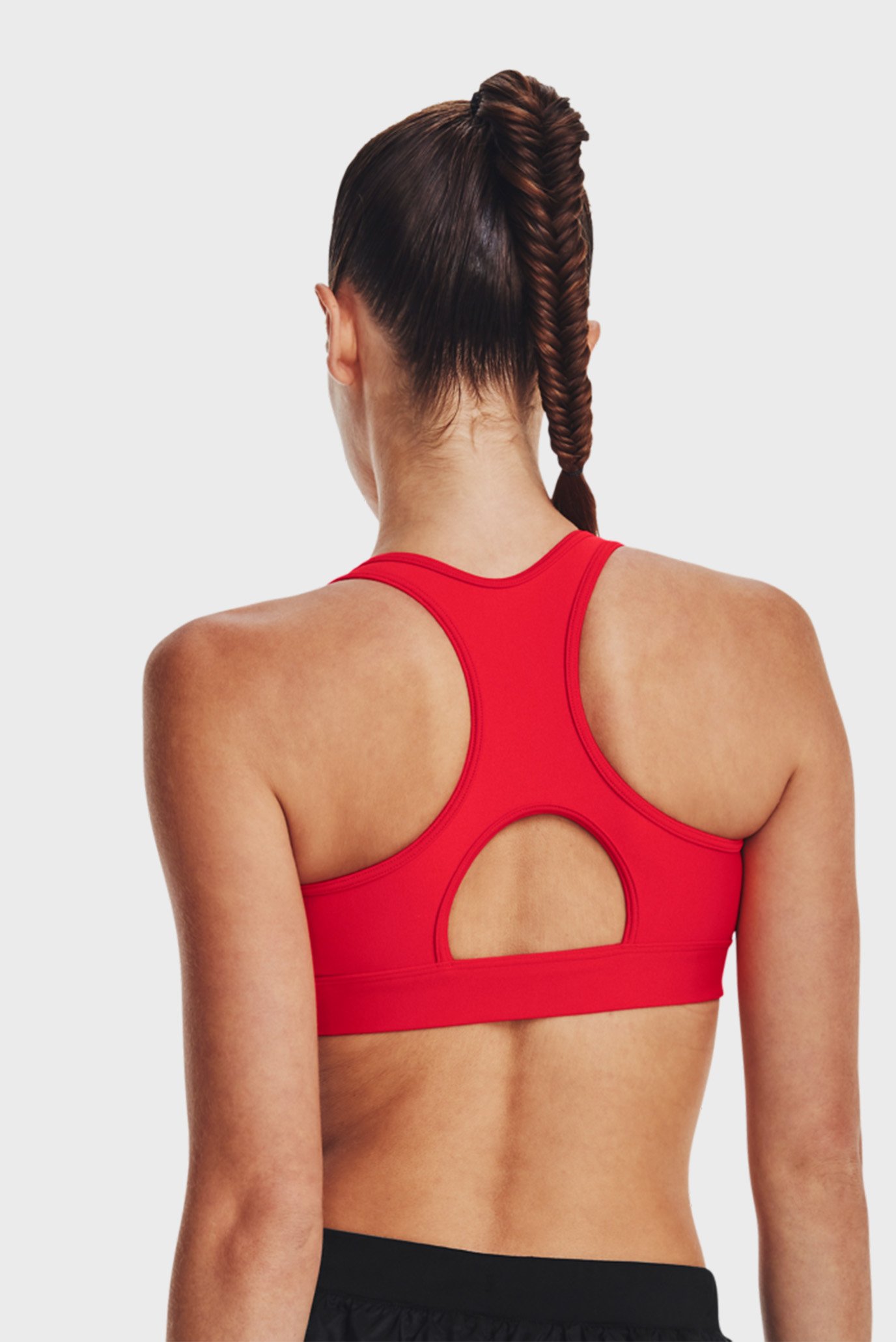 Женский спортивный топ с узором UA HG Armour Mid Padless-RED 4