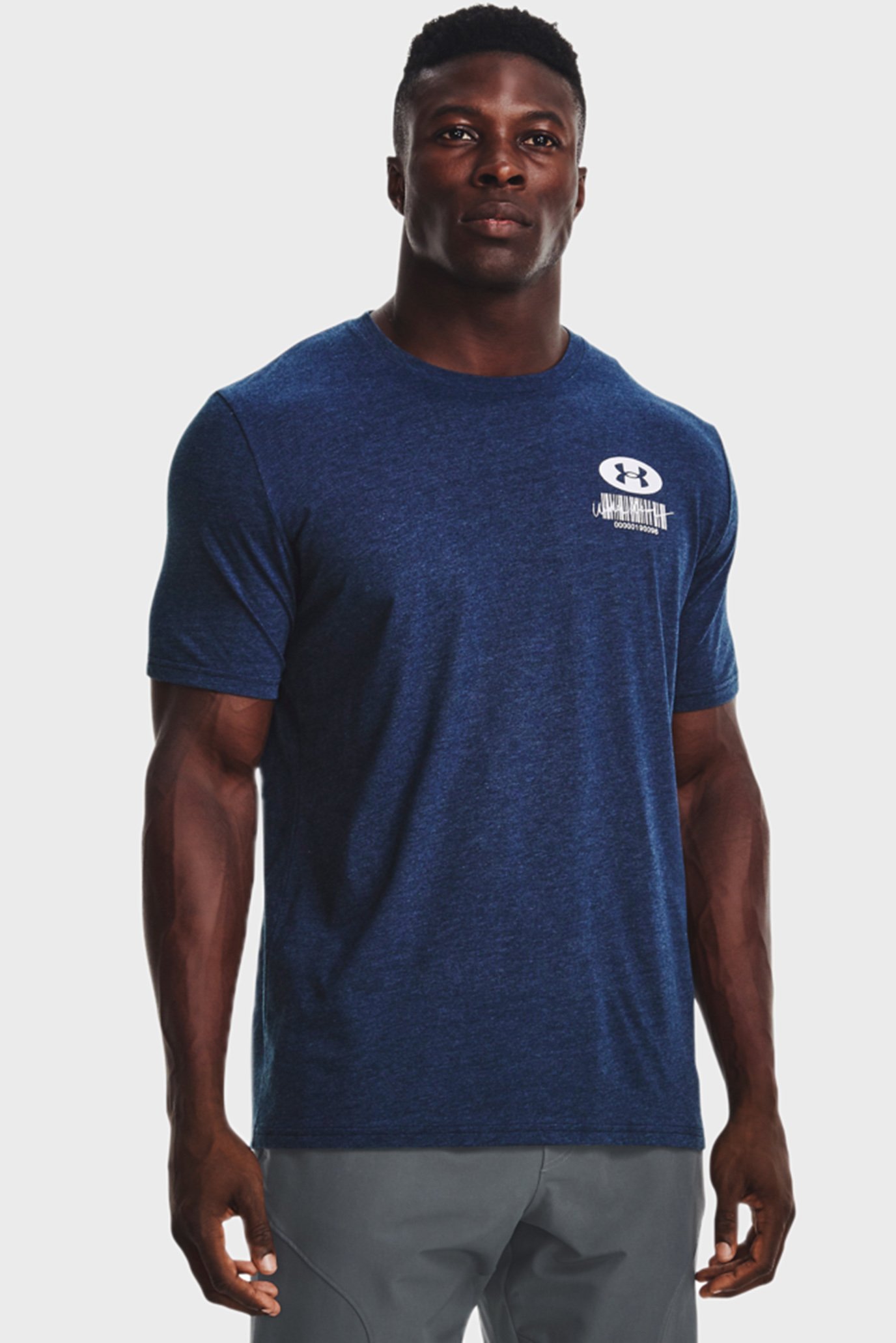 Мужская темно-синяя футболка UA SYMBOL BARCODE SS 1