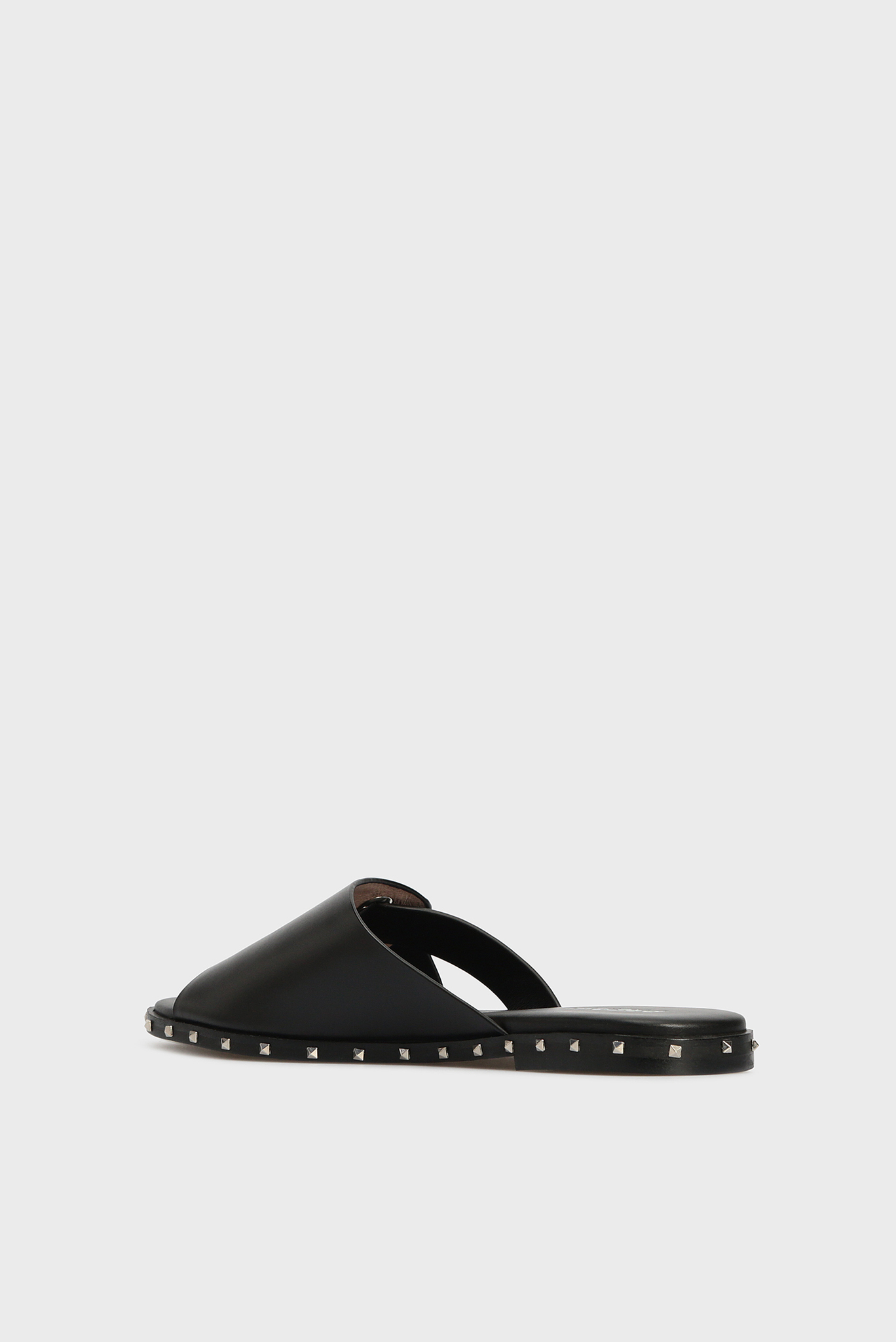 Женские черные кожаные слайдеры 8