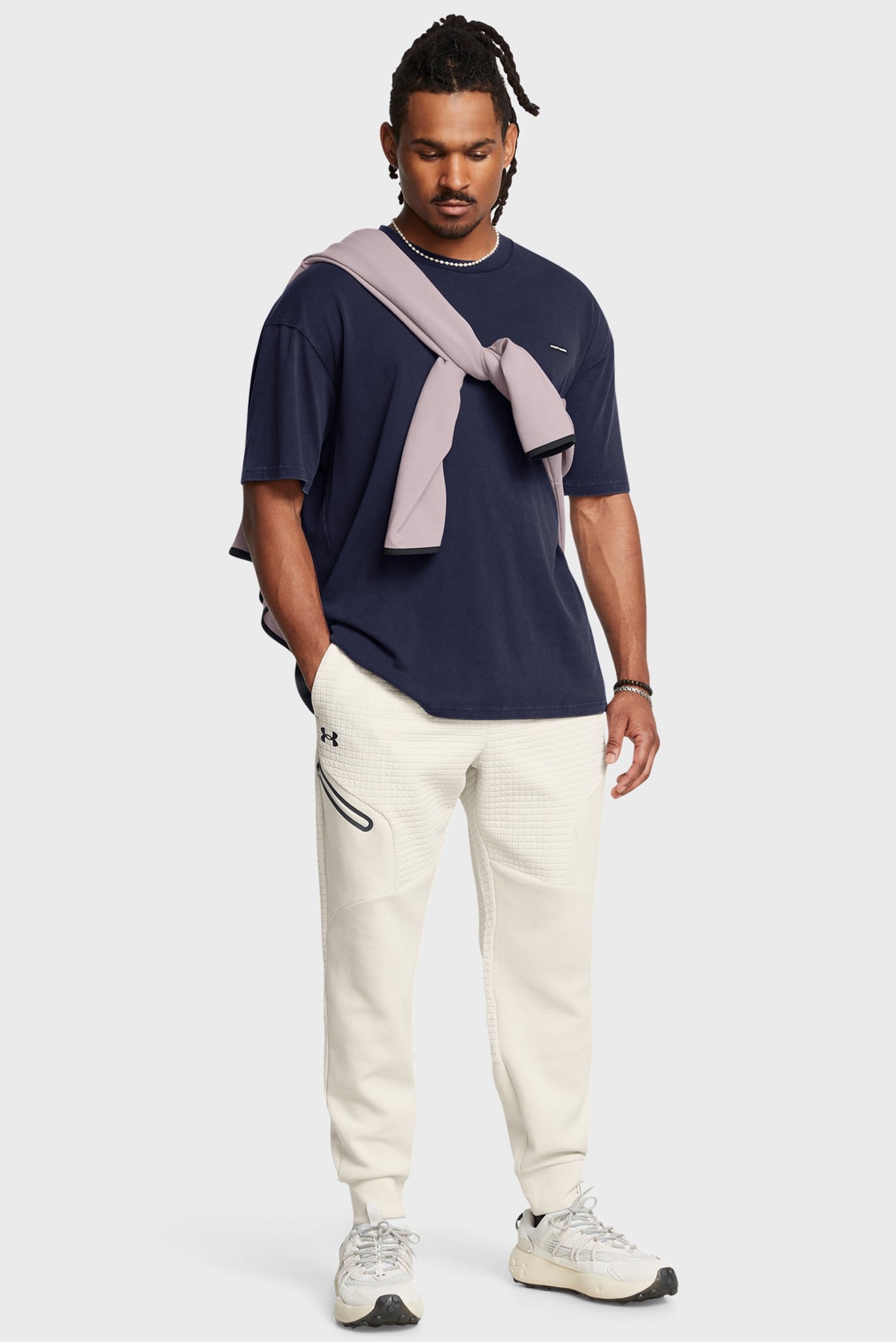 Мужские белые спортивные брюки UA Unstoppable Flc Txtr Jrg 2