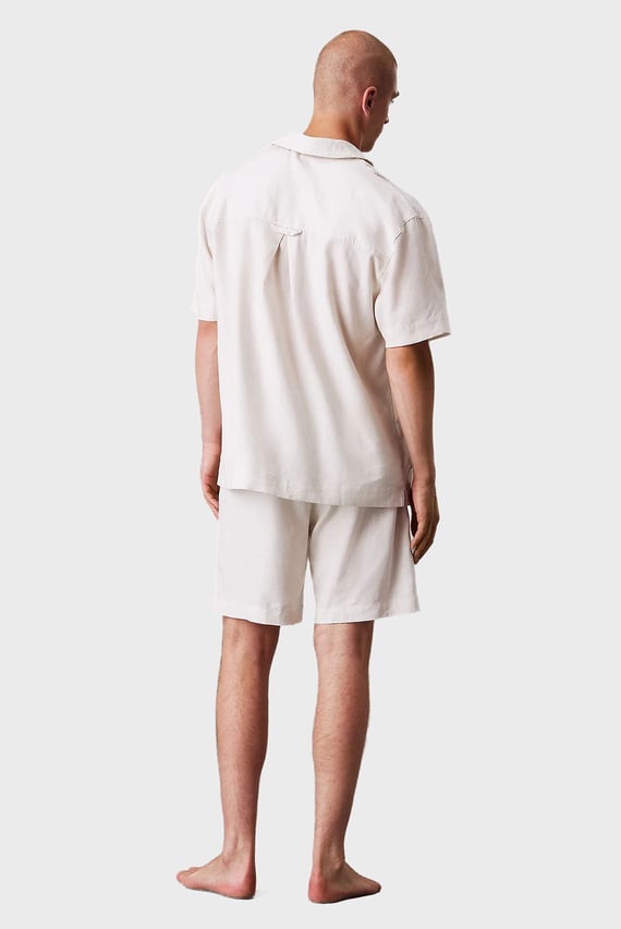 Мужская бежевая льняная рубашка BUTTON DOWN