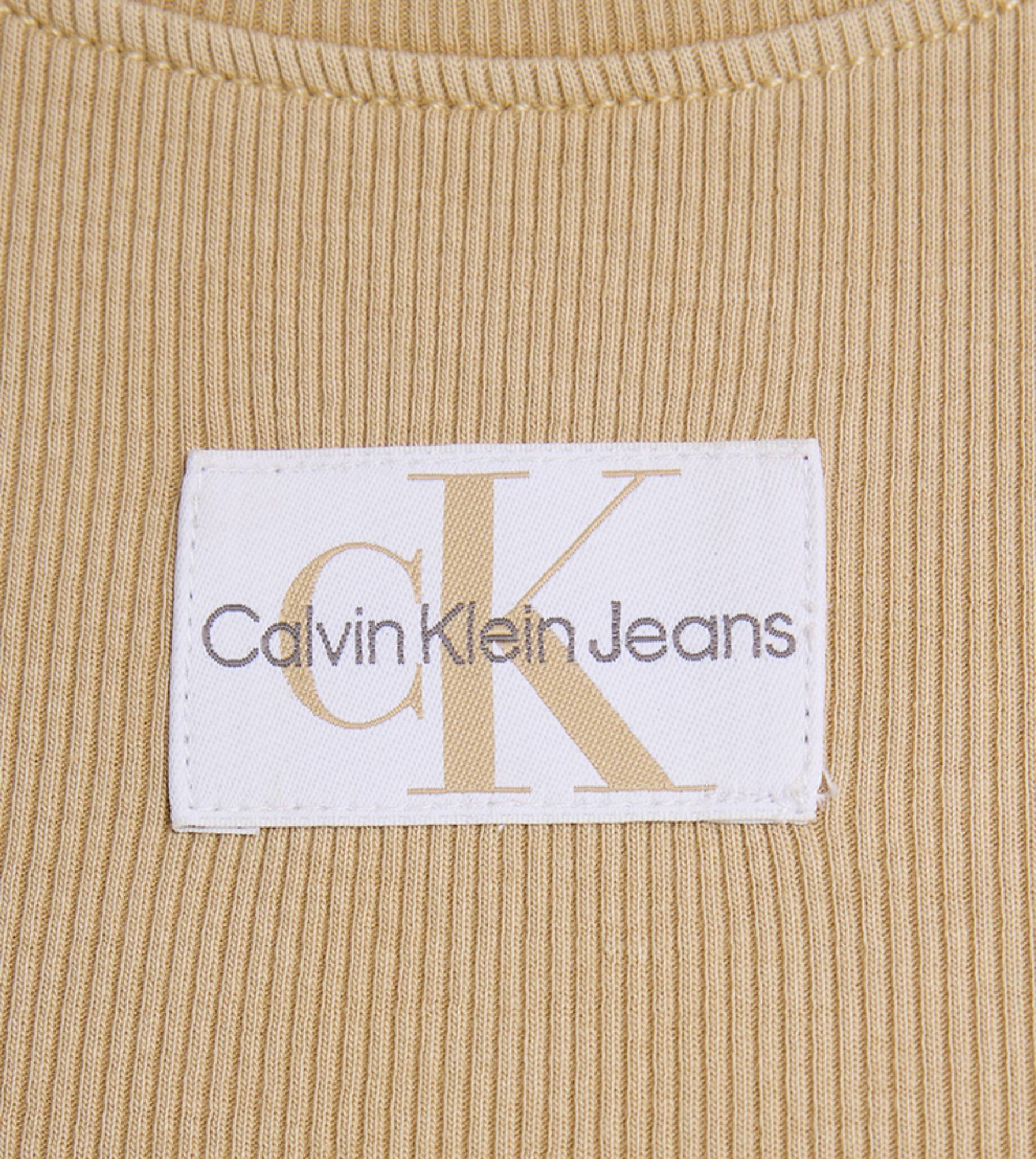 Женская бежевая футболка WASHED WOVEN LABEL RIB BABY TEE 5