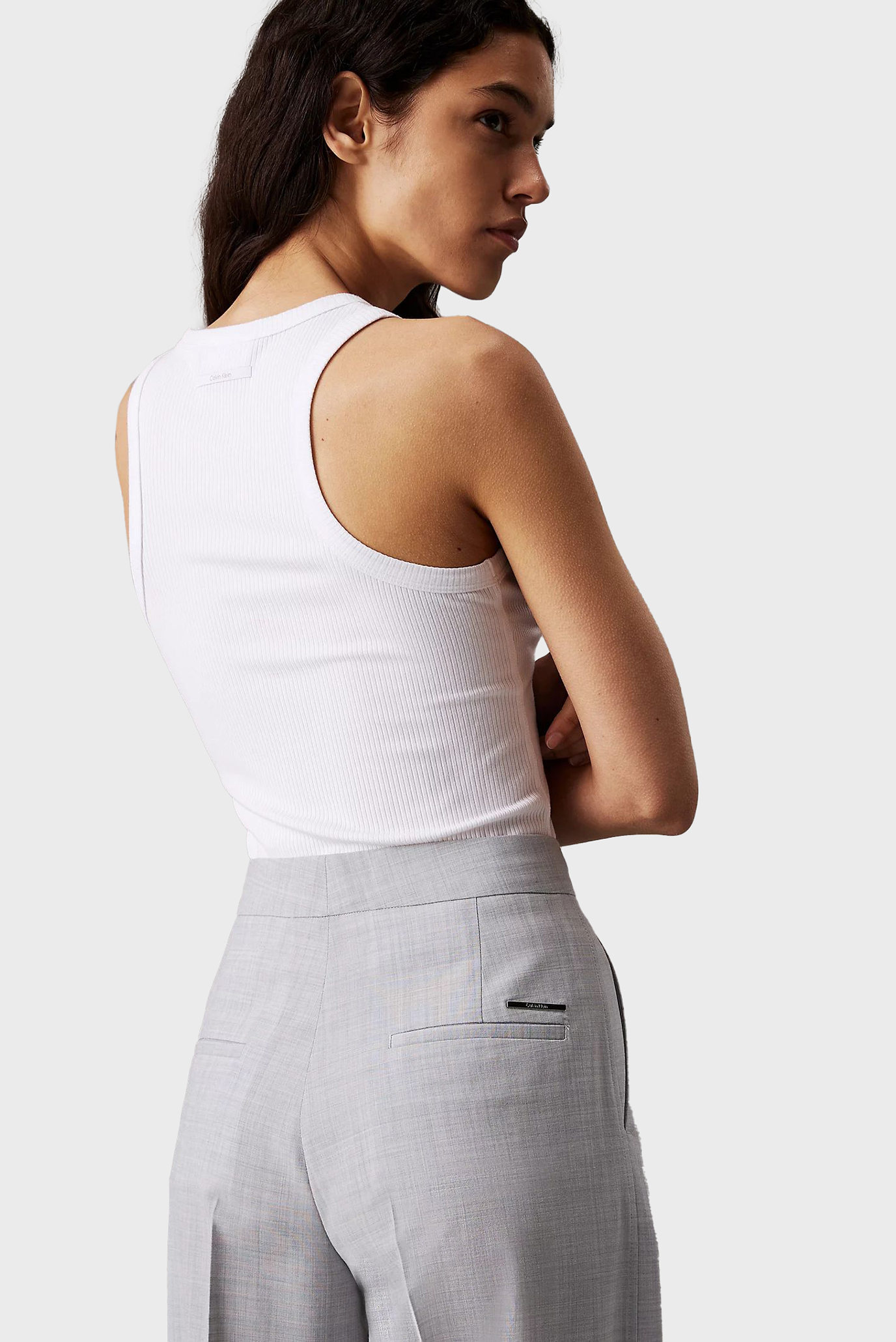 Женские серые шерстяные брюки WOOL BLEND STRAIGHT LEG 4