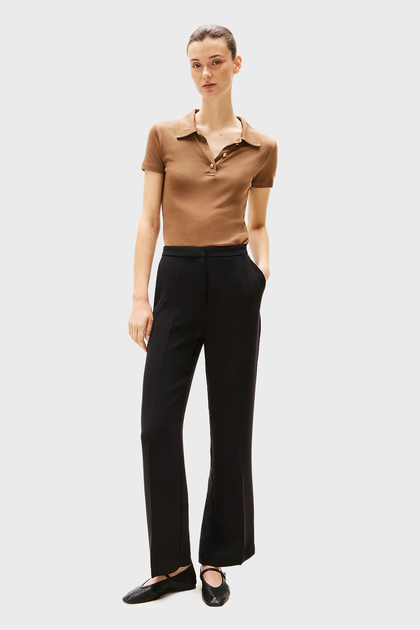 Женские черные брюки CREPE RELAXED STRAIGHT PANT 2