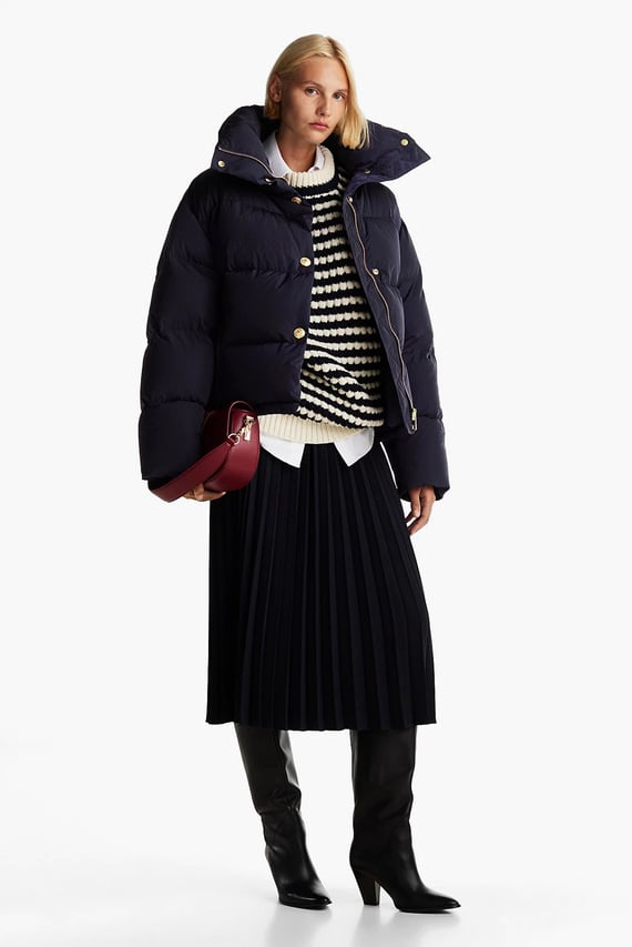 Женский темно-синий пуховик GOLD BUTTON DOWN JACKET