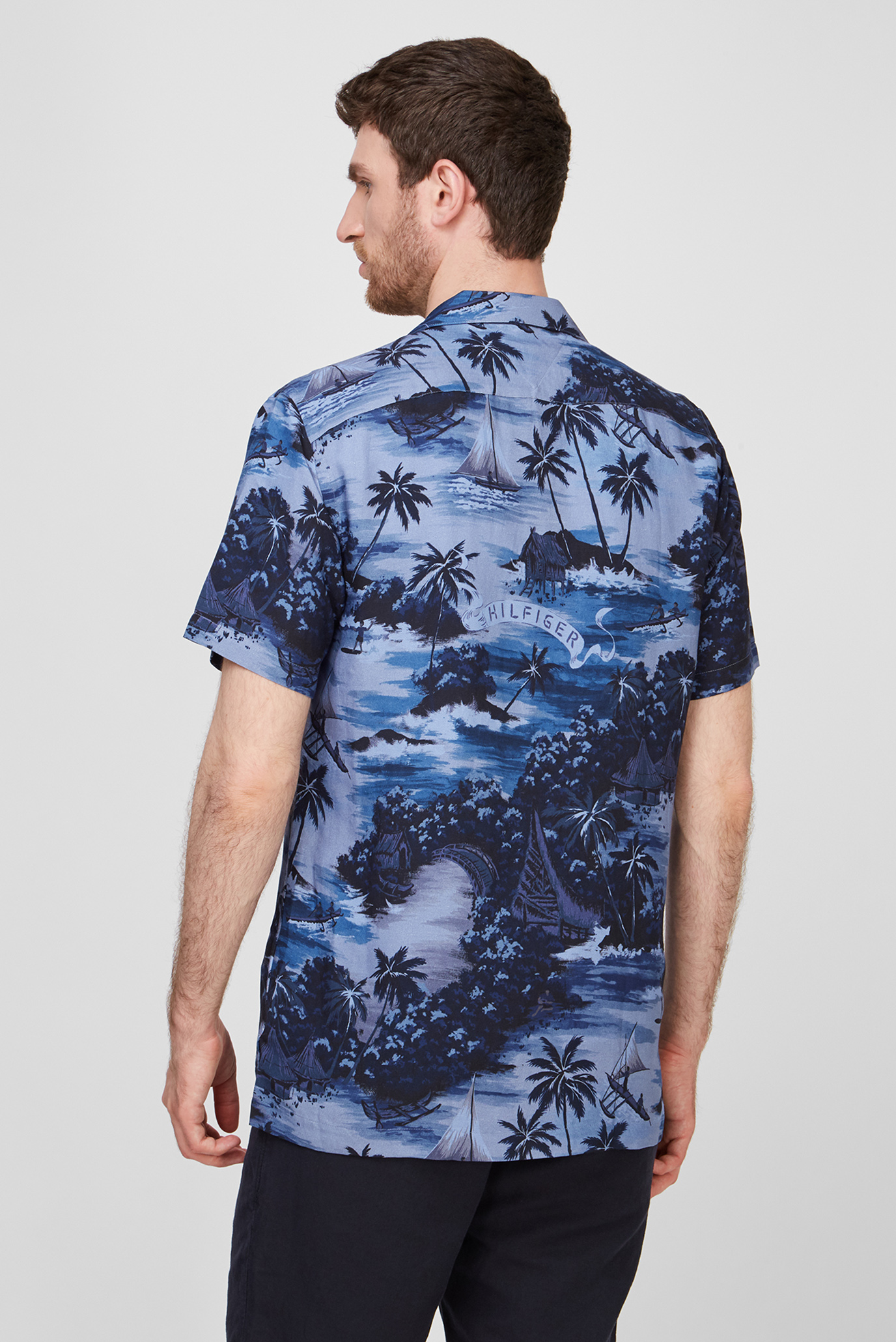 Мужская синяя рубашка HAWAIIAN 9