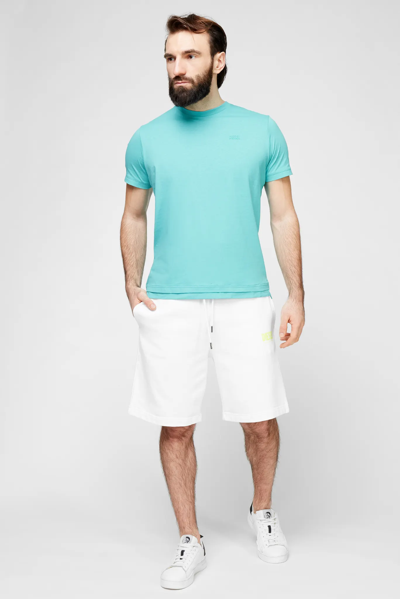 Мужские белые шорты P-CROWN LOGO SHORTS 2