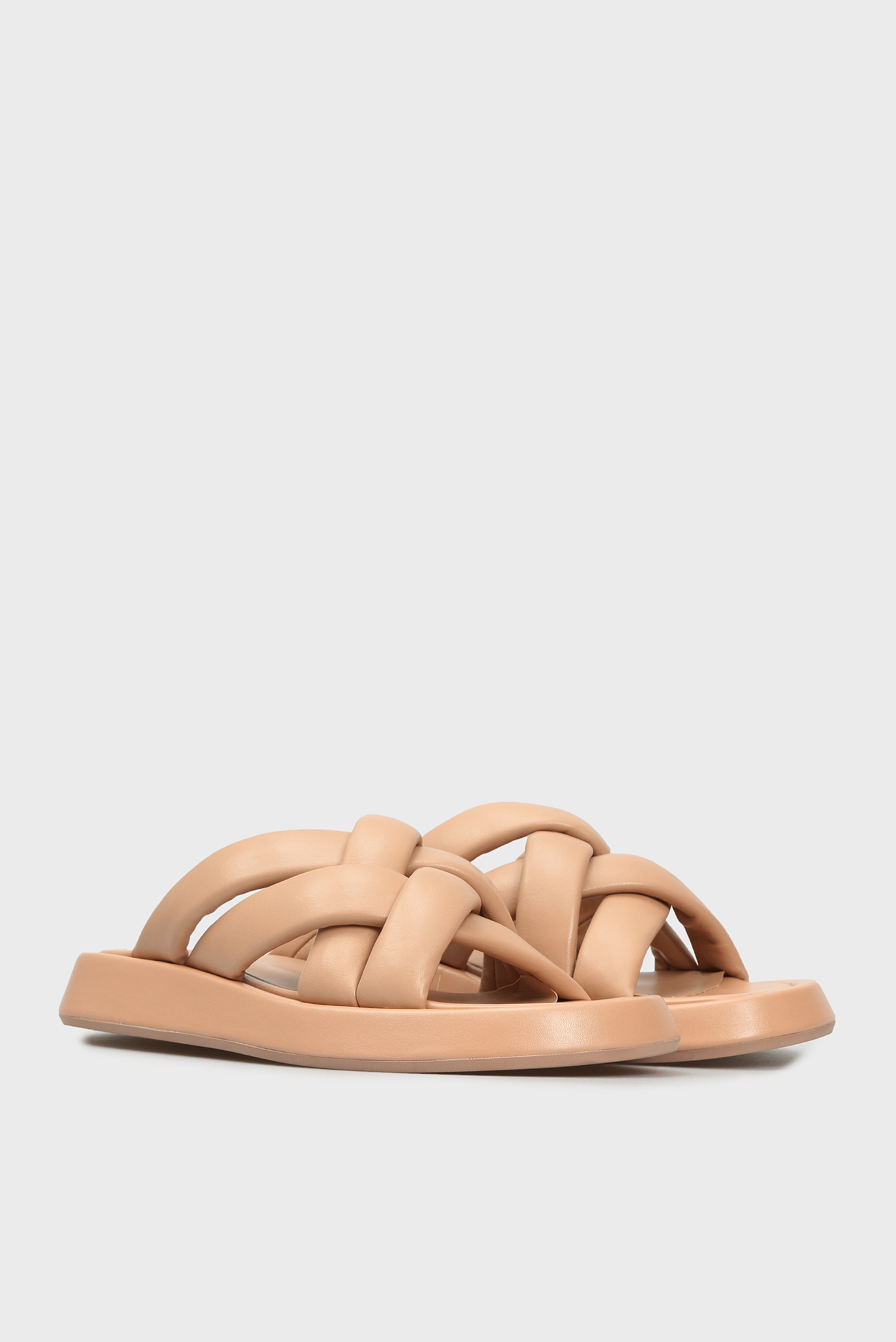 Женские бежевые кожаные слайдеры Campania 8