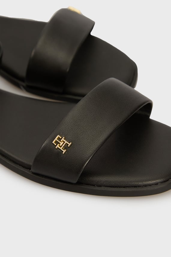 Женские черные кожаные сандалии ANKLE STRAP
