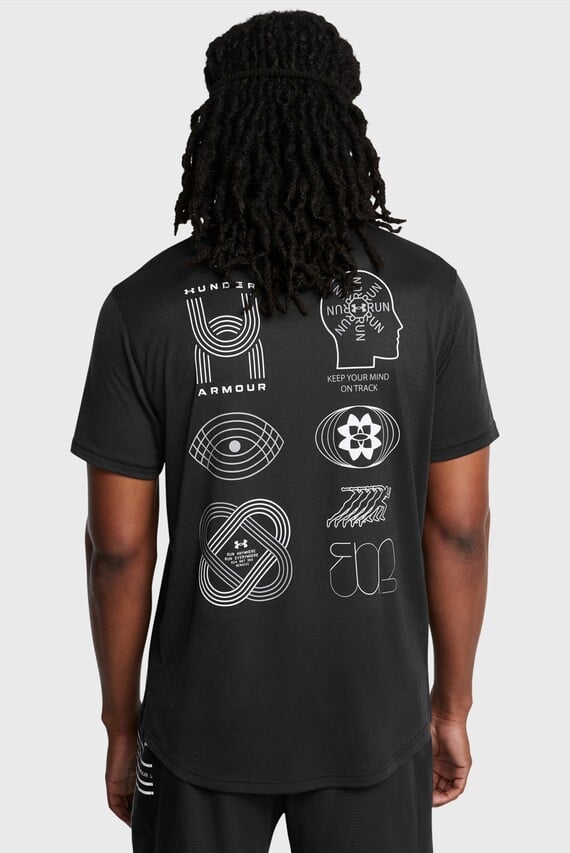 Мужская черная футболка UA RUN ANYWHERE TEE