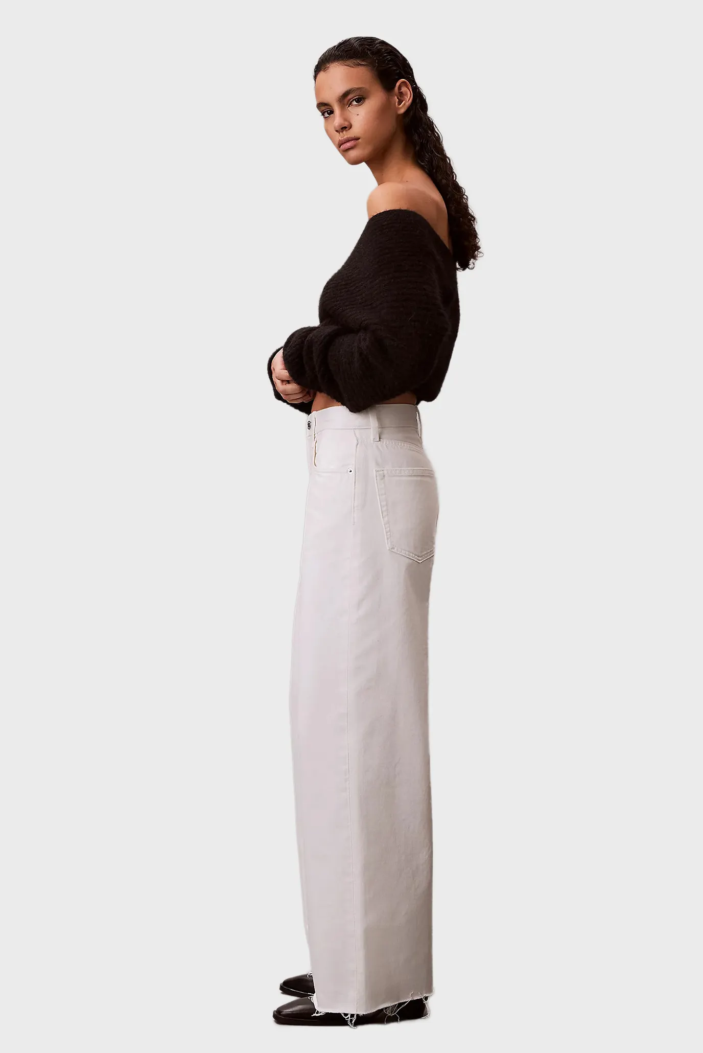 Джинсы THE WIDE LEG RAW HEM CHALK WHITE 3