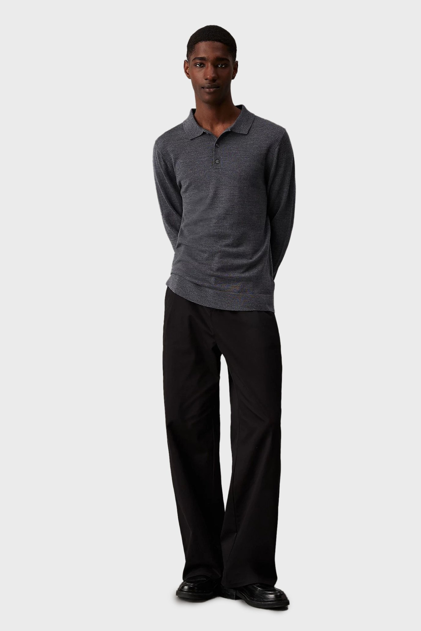 Мужское серое шерстяное поло MERINO RWS POLO 2