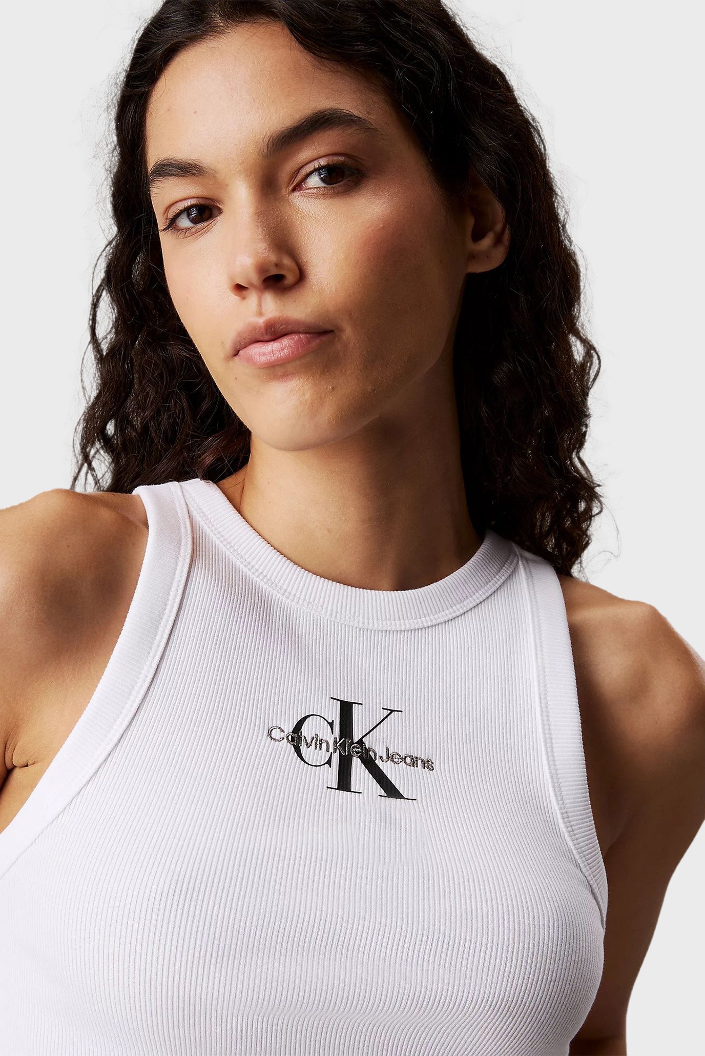 Женская белая майка MONOLOGO RIB TANK TOPCalvin Klein Jeans Женская белая майка MONOLOGO RIB TANK TOP 2