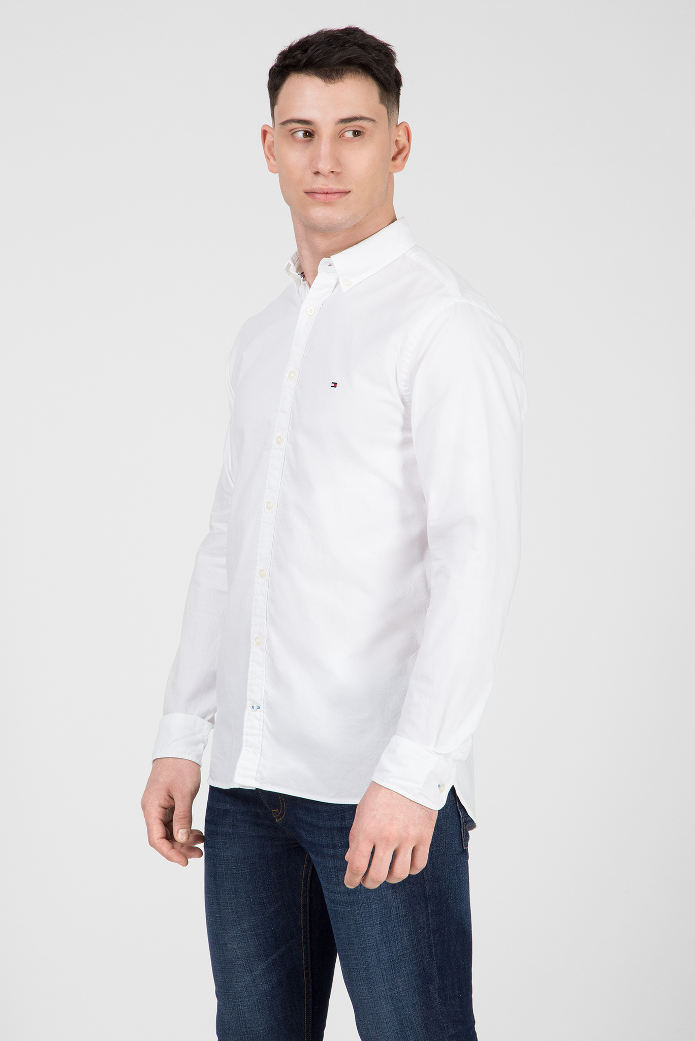 Мужская белая рубашка SANDWASHED OXFORD 2