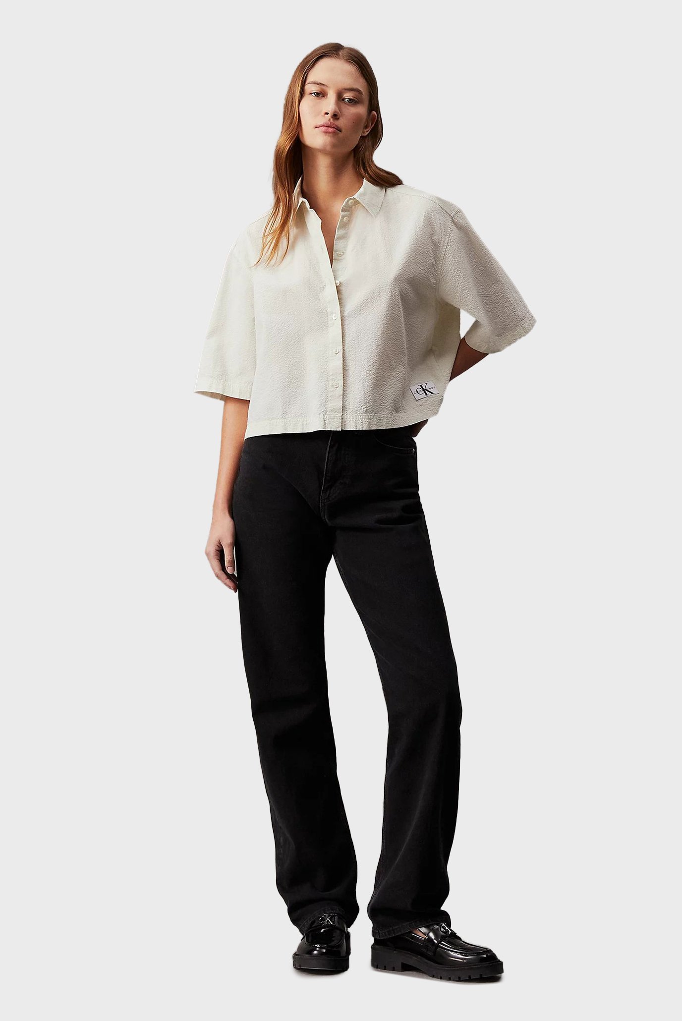 Женская белая рубашка BACK DETAIL SEERSUCKER 3