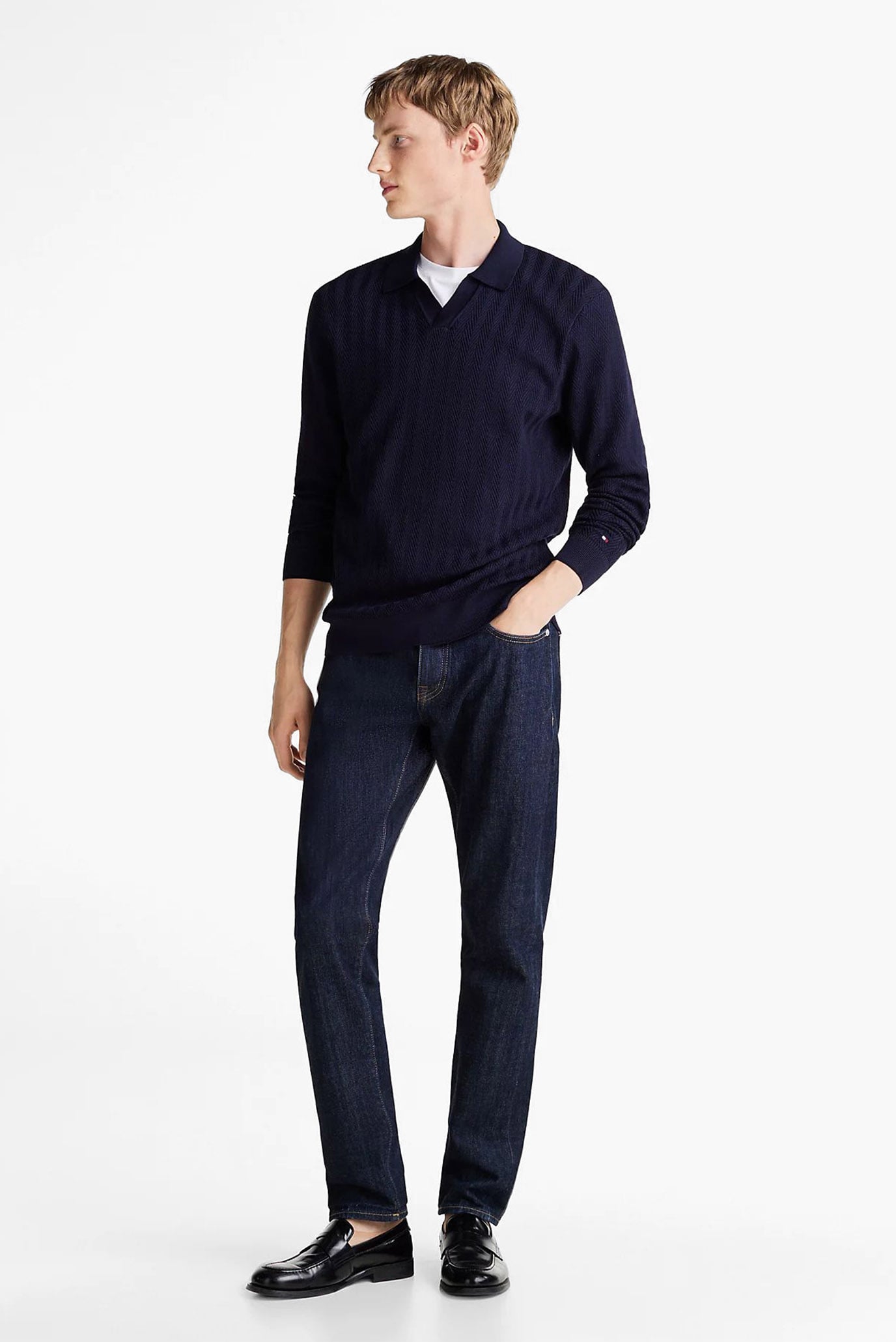 Мужской темно-синий пуловер DC MERCERISED STRUCTURE L S POLO 2