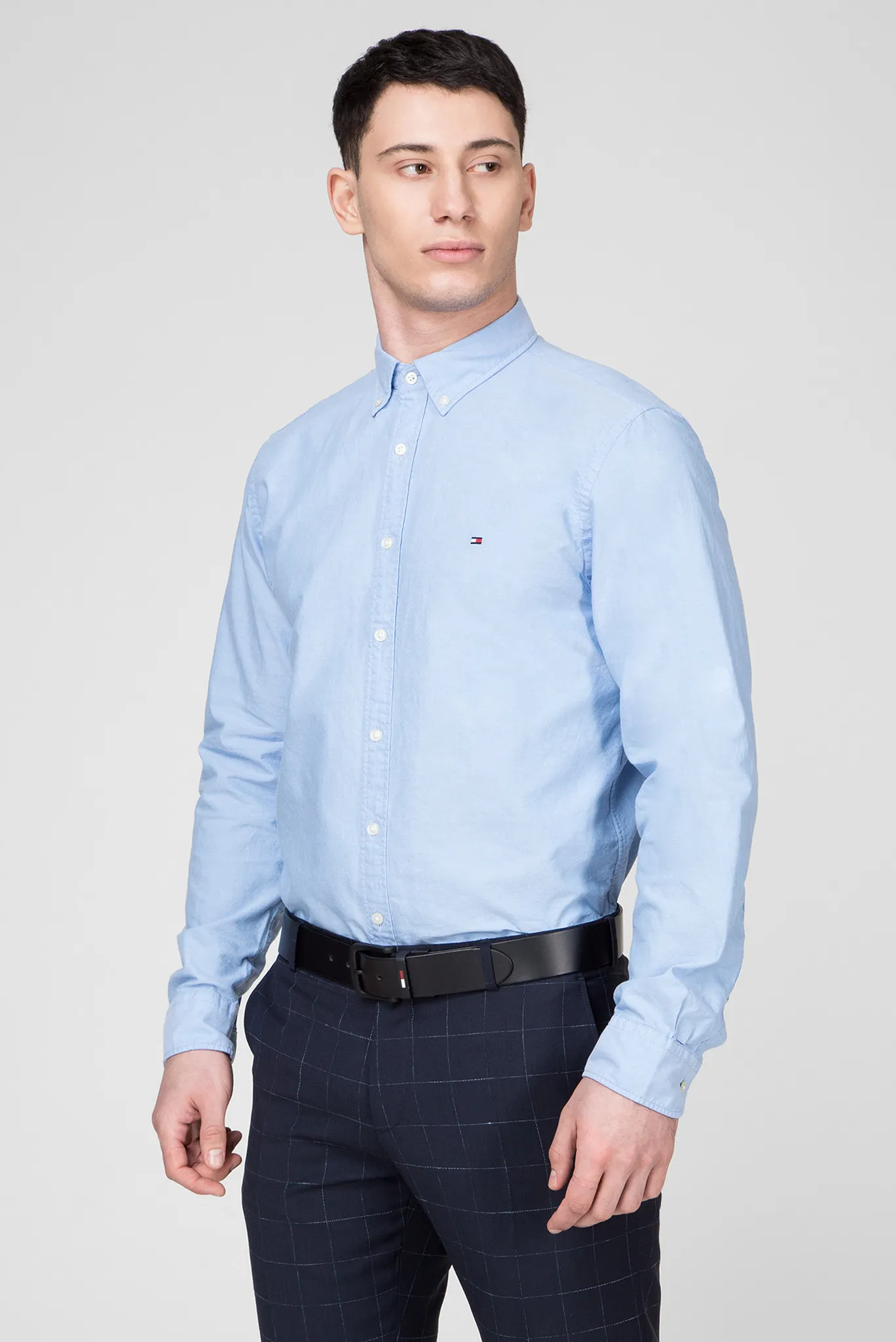 Мужская голубая рубашка SANDWASHED OXFORD 2