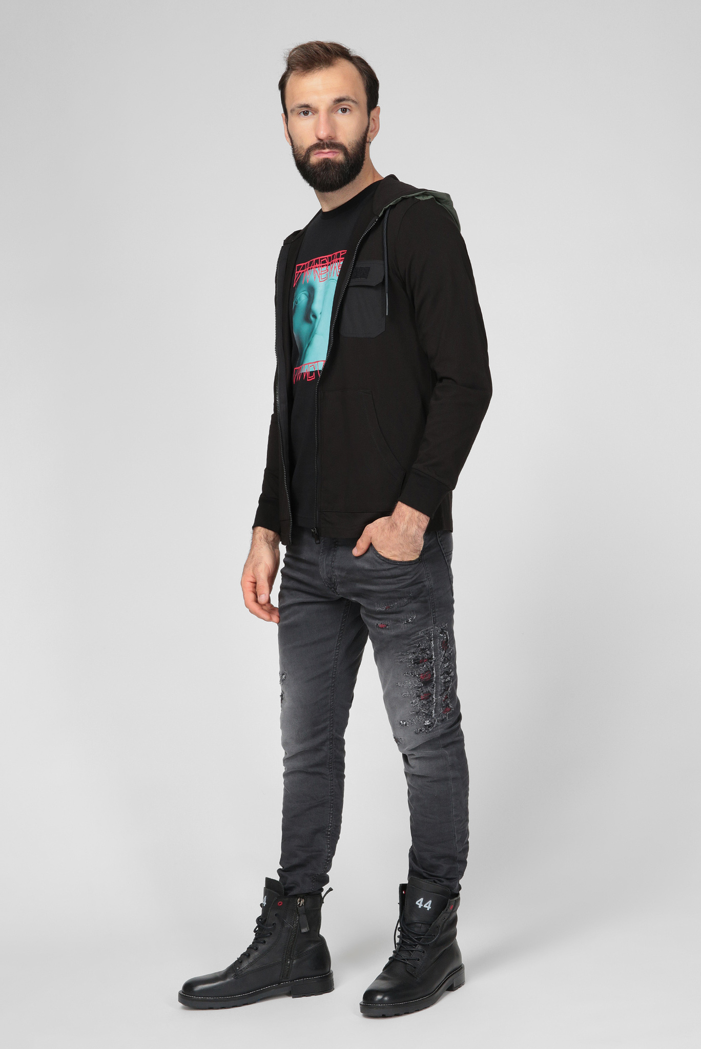 Мужское черное худи T-ARMIEL 2