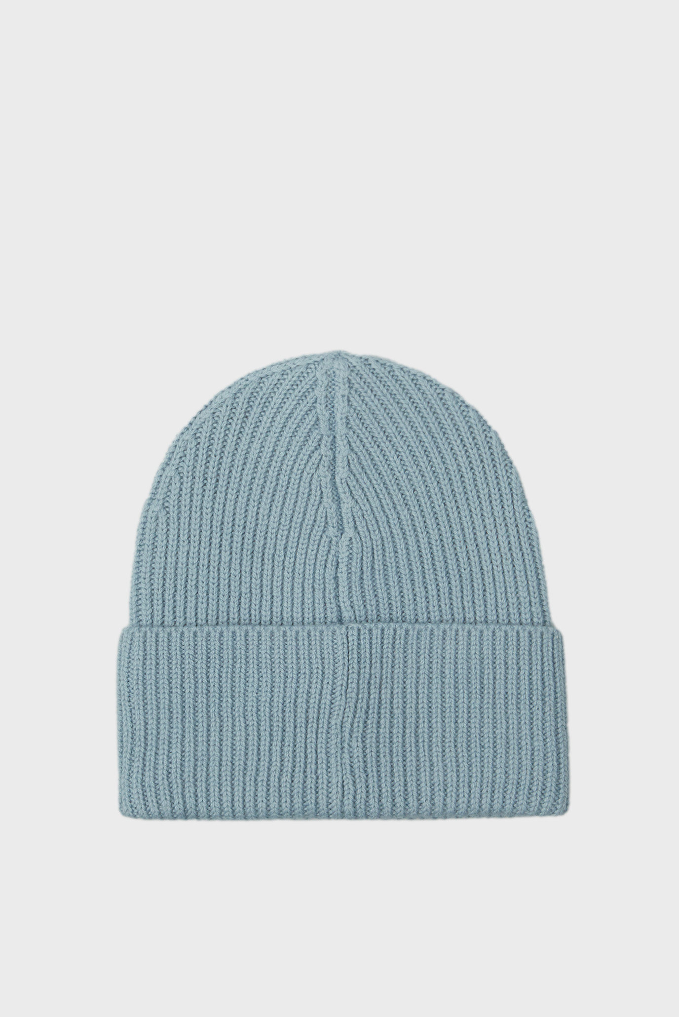 Женская голубая шерстяная шапка CK METAL CHUNKY RIB BEANIE 2