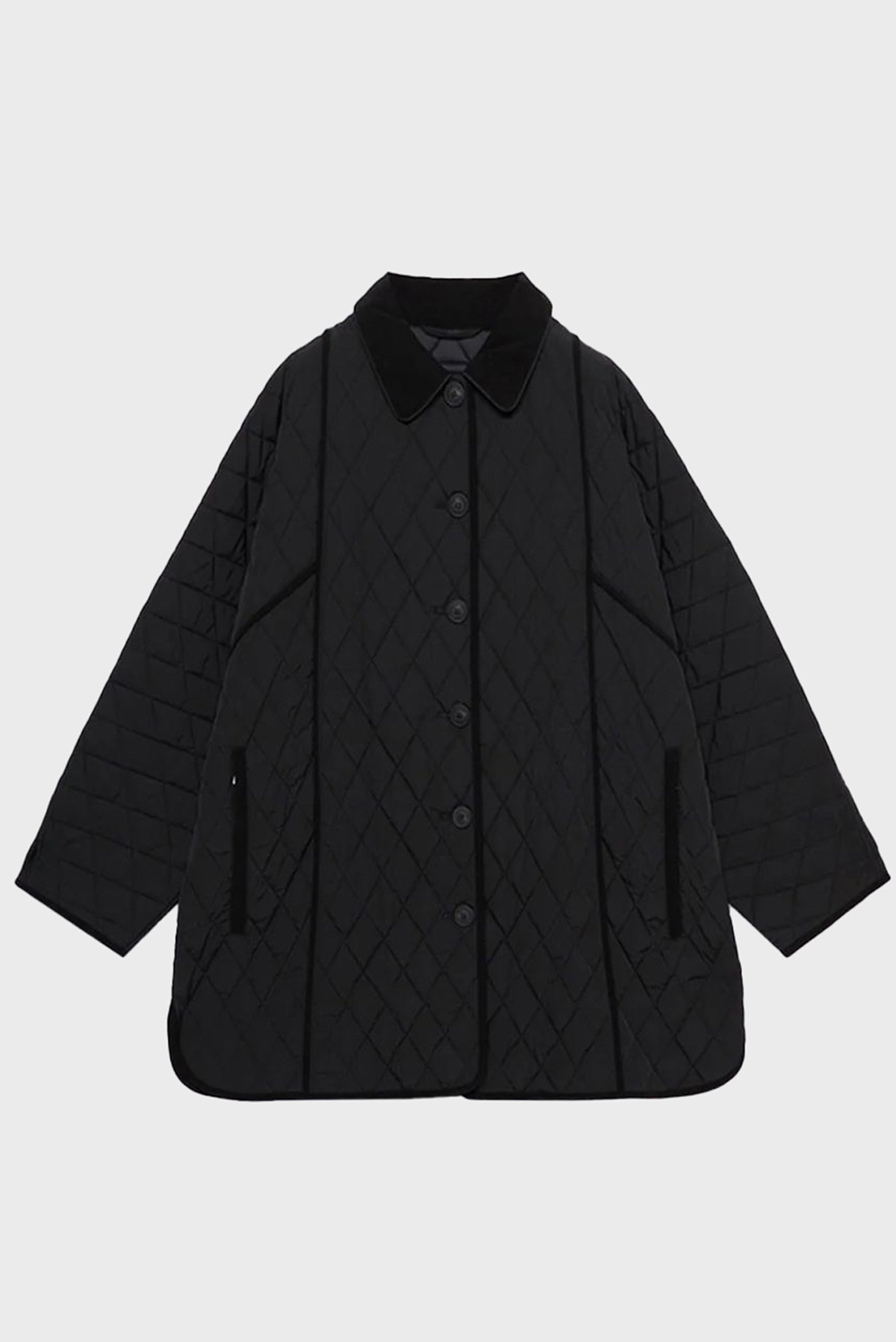 Куртка демисезонная QUILTED A-LINE CAPE WITH VELVET COLLAR - MAT NYLON 1