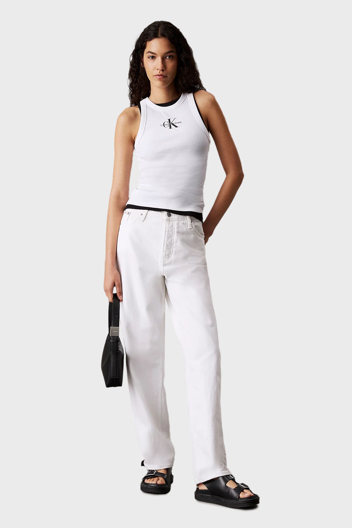 Женская белая майка MONOLOGO RIB TANK TOPCalvin Klein Jeans Женская белая майка MONOLOGO RIB TANK TOP 4