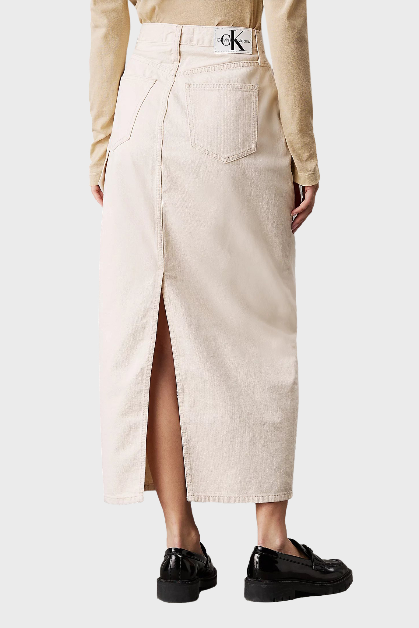 Женская бежевая джинсовая юбка MAXI SKIRT CARGO POCKETS 3