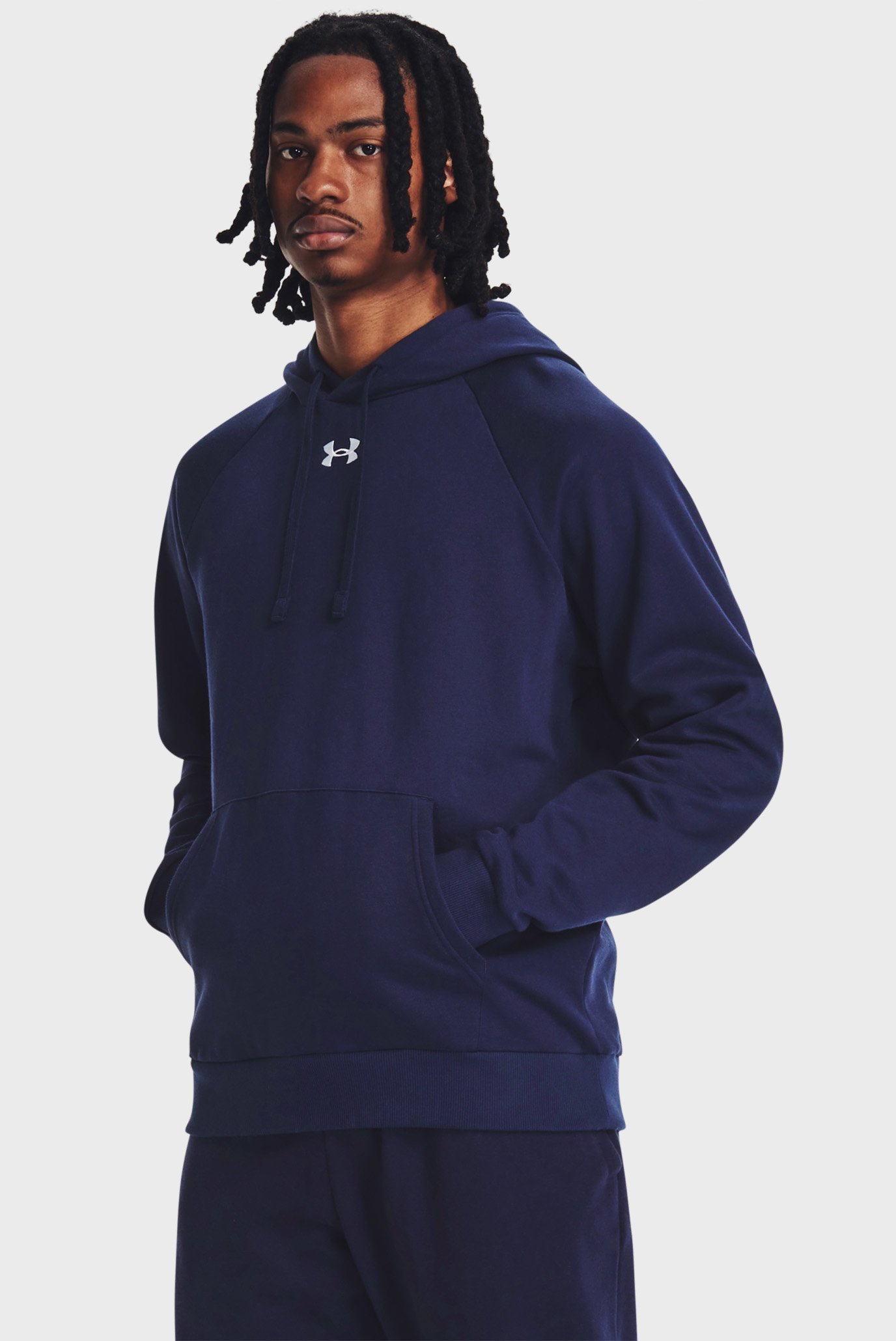 Мужское темно-синее худи UA Rival Fleece Hoodie 1