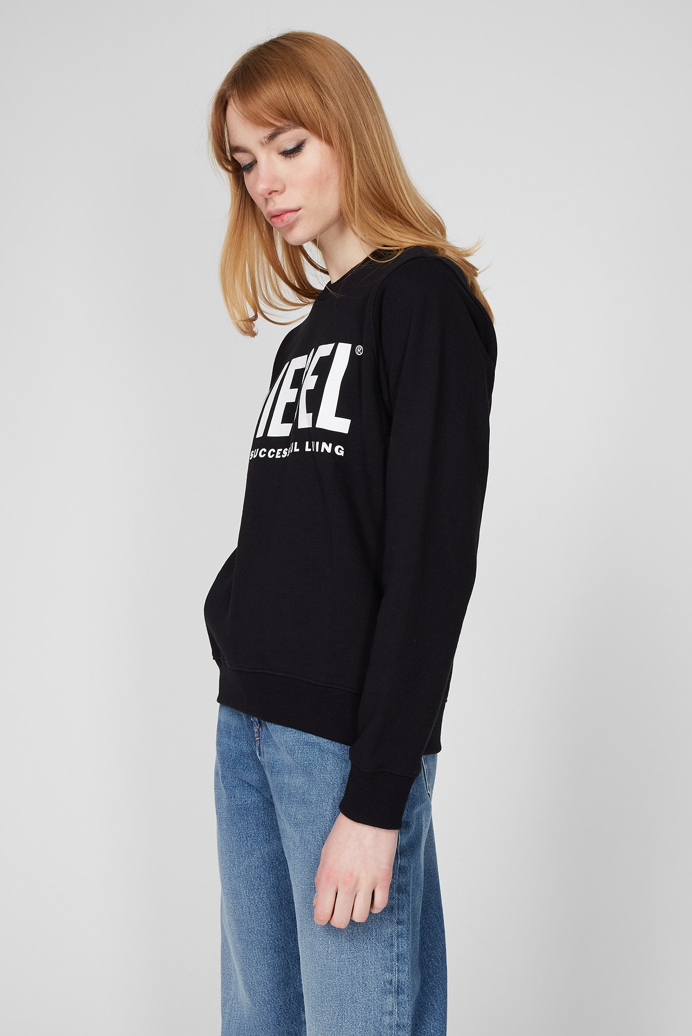 Женский черный свитшот F-ANGS-ECOLOGO 10