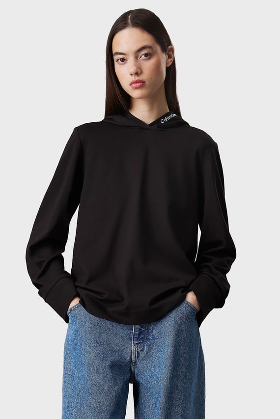 Женское черное худи LOGO ELASTIC MILANO HOODIE Calvin Klein Jeans