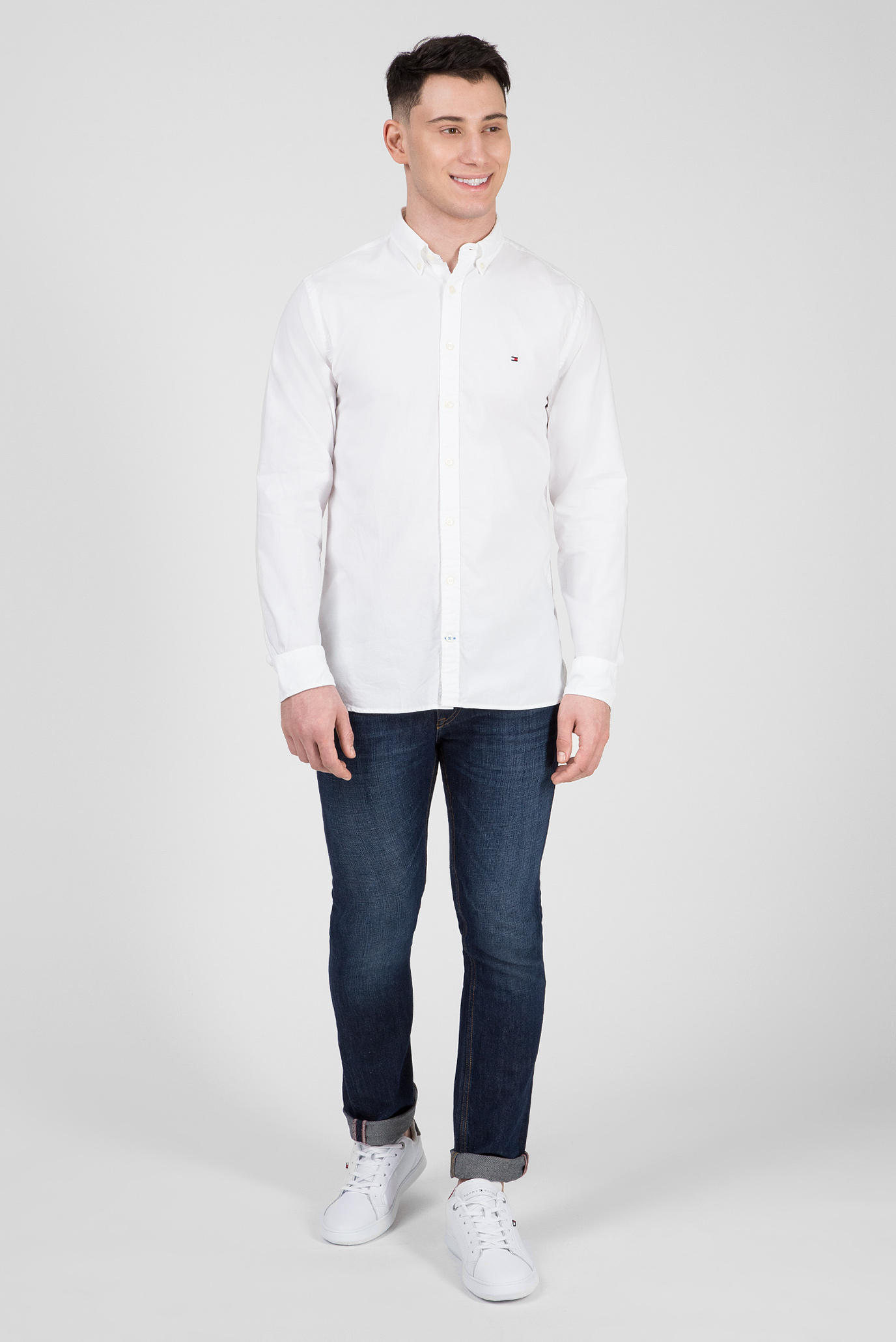 Мужская белая рубашка SANDWASHED OXFORD 10