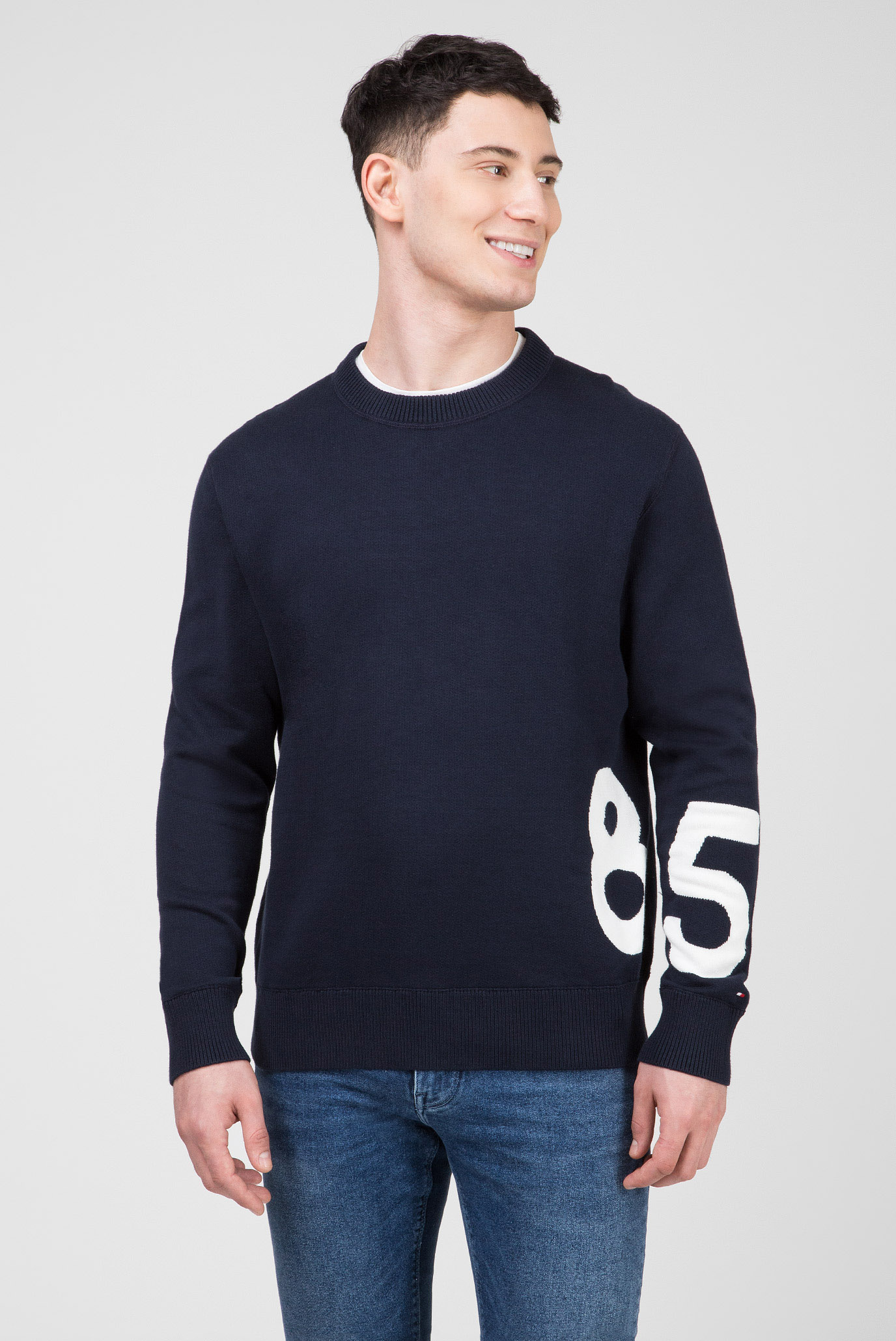 Мужской темно-синий джемпер RELAXED FIT ENLARGED NUMBER 6