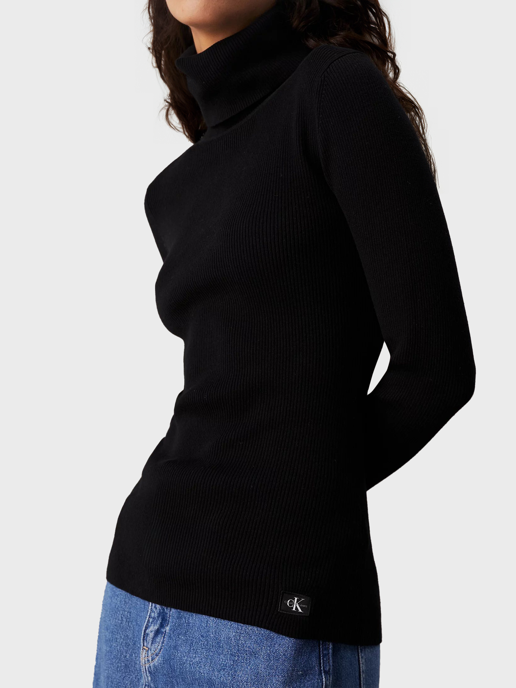 Женский черный гольф WOVEN LABEL ROLL NECK 4