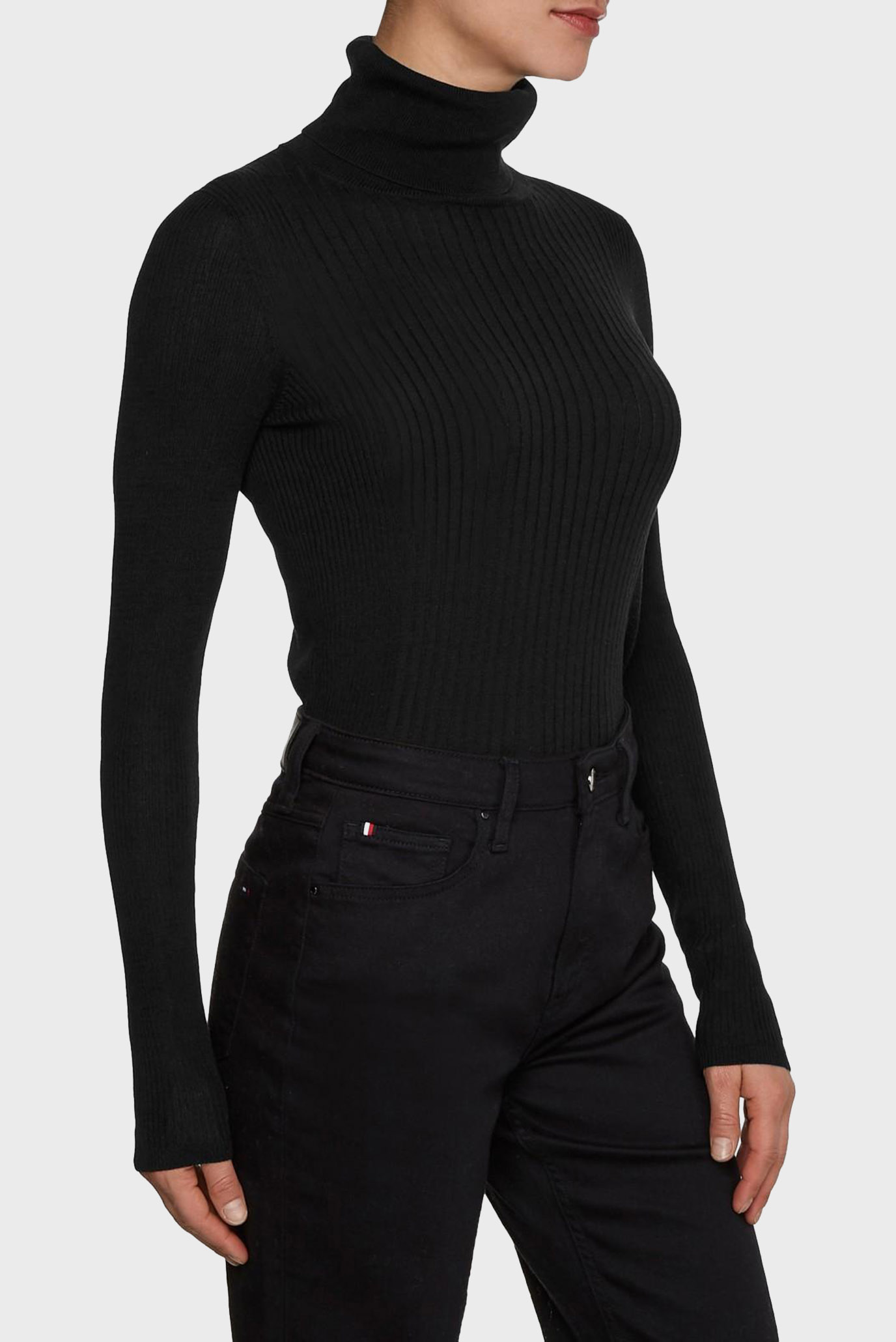 Женский черный гольф LYOCELL SILK ROLL-NK SWEATER 2