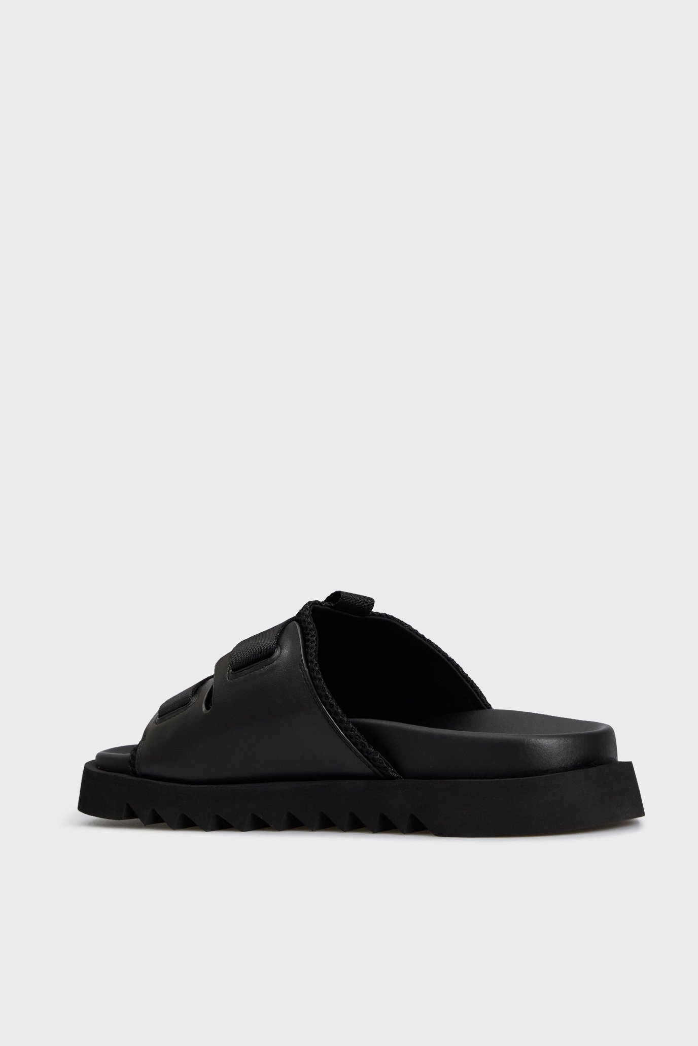 Мужские черные кожаные слайдеры 5