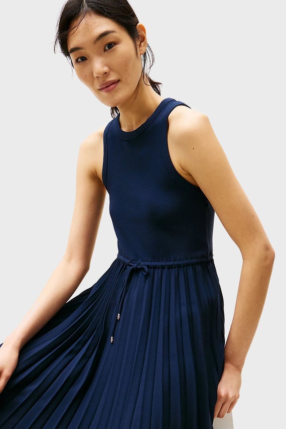 Женское темно-синее платье RIB TANK PLEATED DRESS MIDI NS