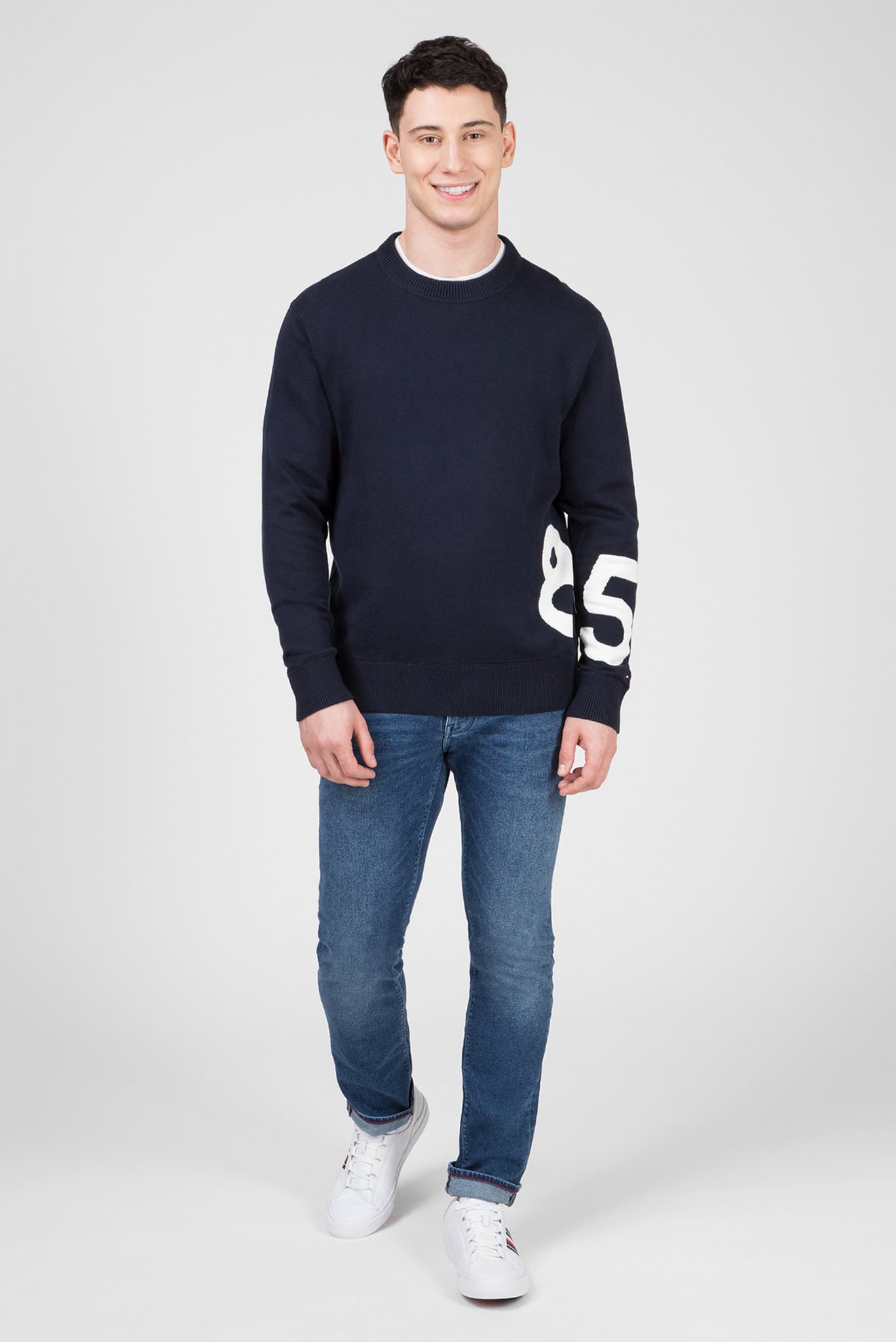 Мужской темно-синий джемпер RELAXED FIT ENLARGED NUMBER 5