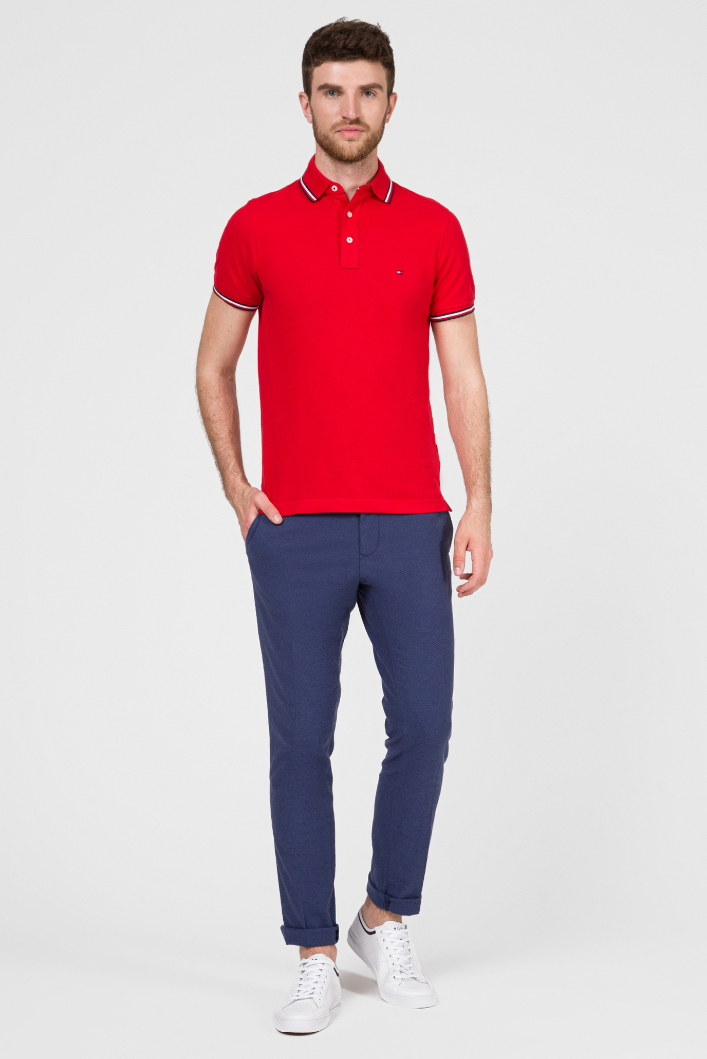 Мужское красное поло TIPPED SLIM 10