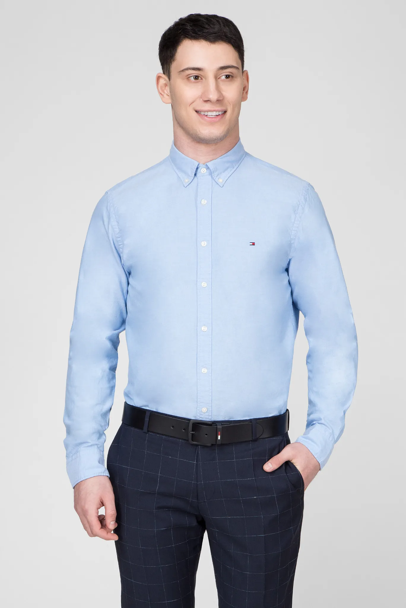 Мужская голубая рубашка SANDWASHED OXFORD 1