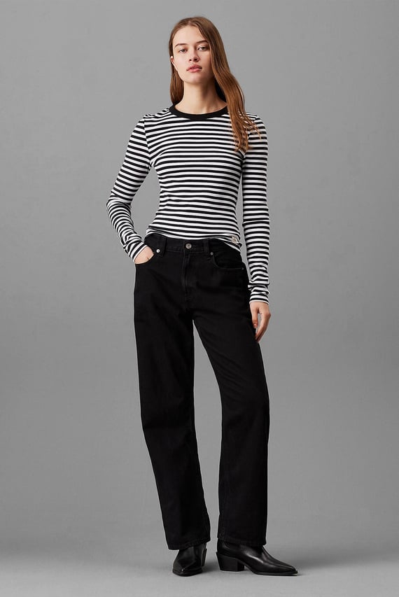 Лонгслив WOVEN LABEL RIB LONG SLEEVE