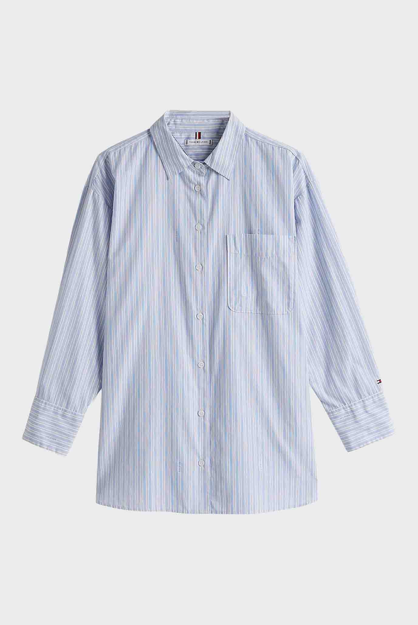 Женская голубая рубашка в полоску POPLIN 5