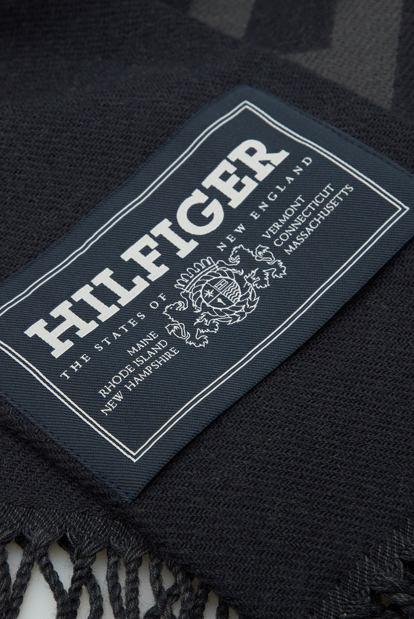 Мужской темно-синий шерстяной шарф TH MONOTYPE WOOL SCARF 2